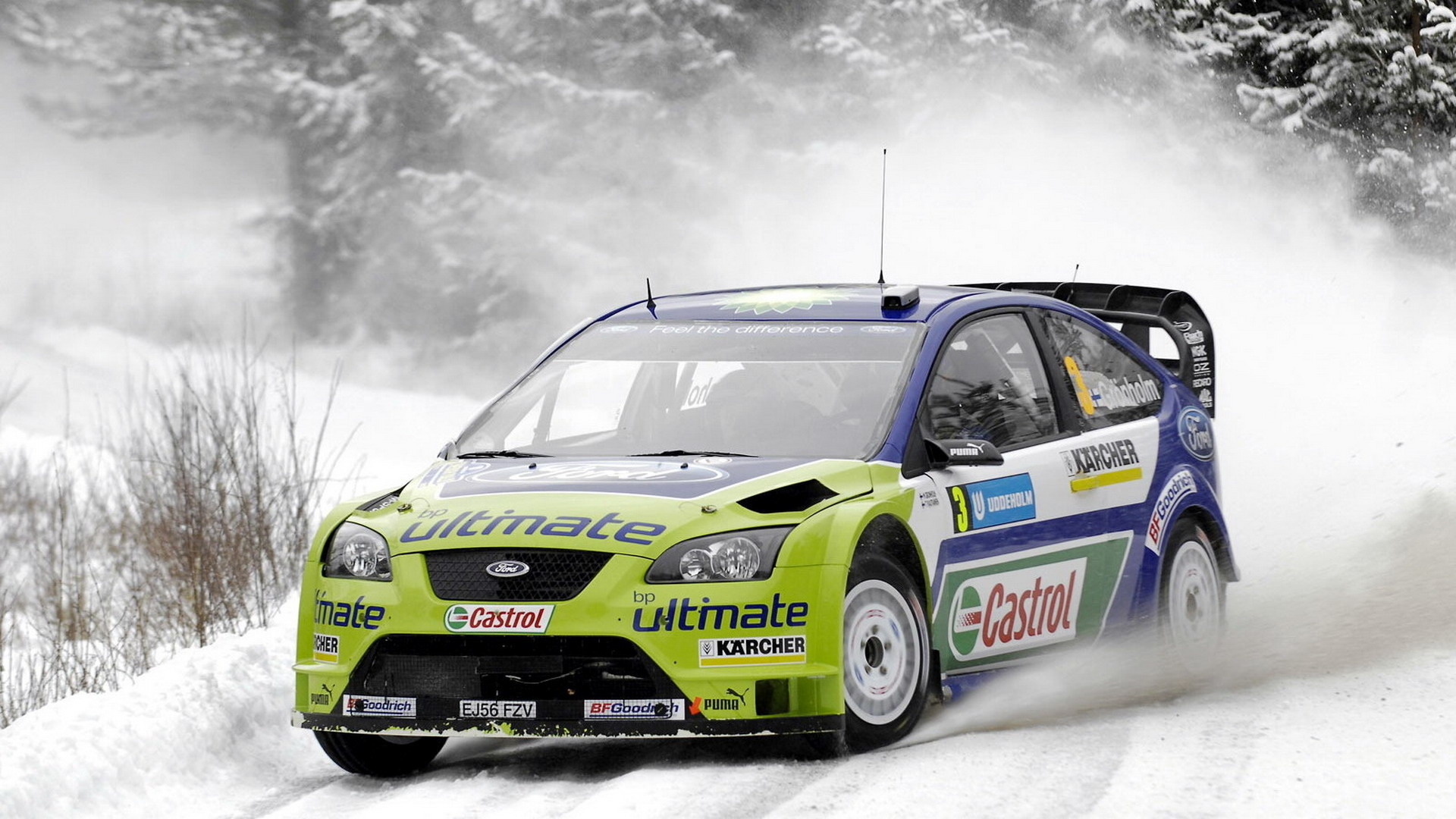 Tire-screeching action, Speed demons unleashed, Snow-covered circuit, Powerful rally cars, 1920x1080 Full HD Desktop