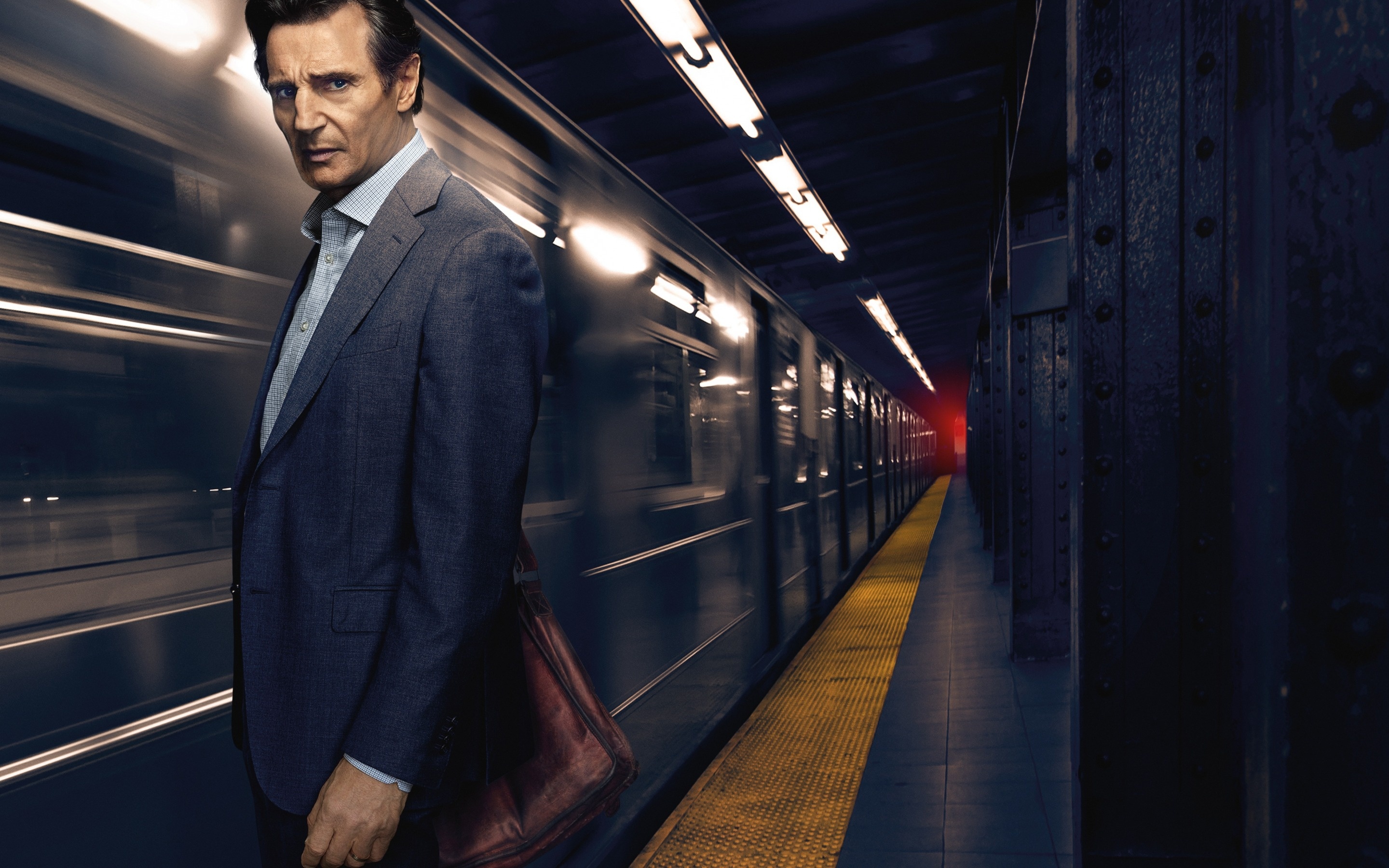 Liam Neeson, The Commuter movie, Michael Woolrich poster, 2880x1800 HD Desktop