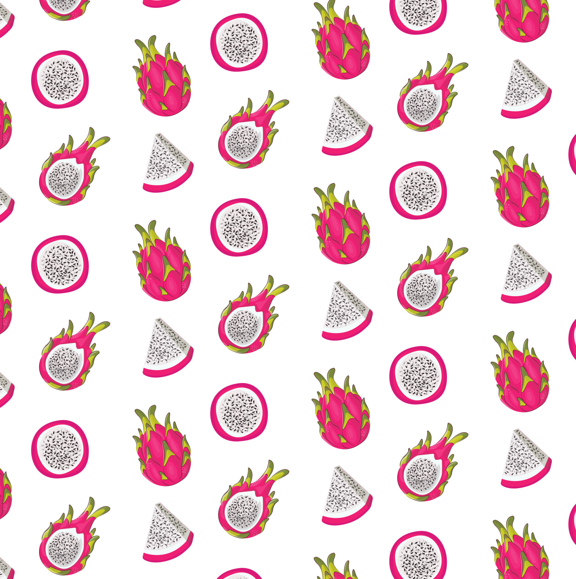 Dragon Fruit, Tropical background, Exotic patterns, Seamless print, 1910x1920 HD Phone