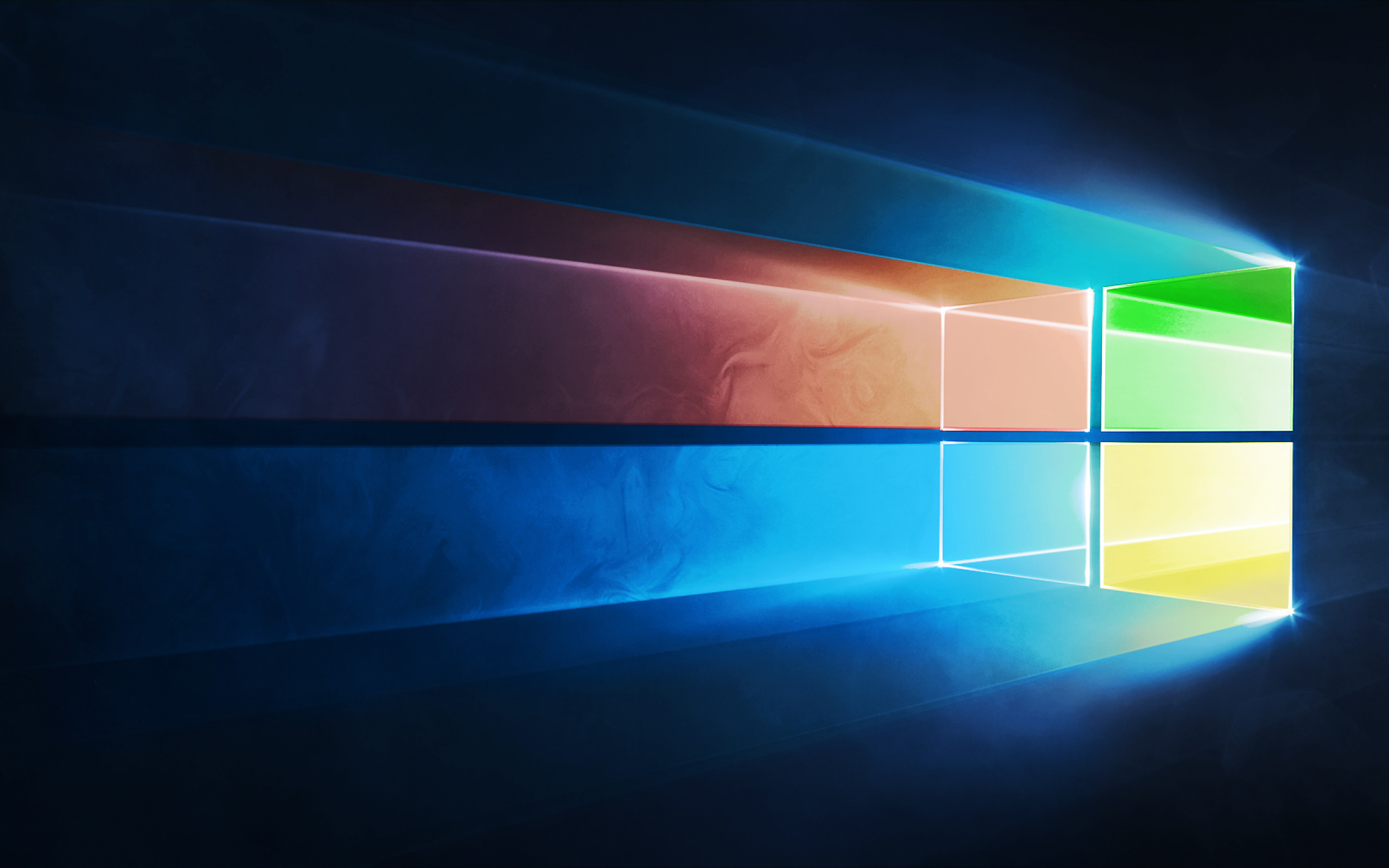 Windows 10 Hero logo, volumetric light beams, multicolor light refraction, HD Desktop wallpaper