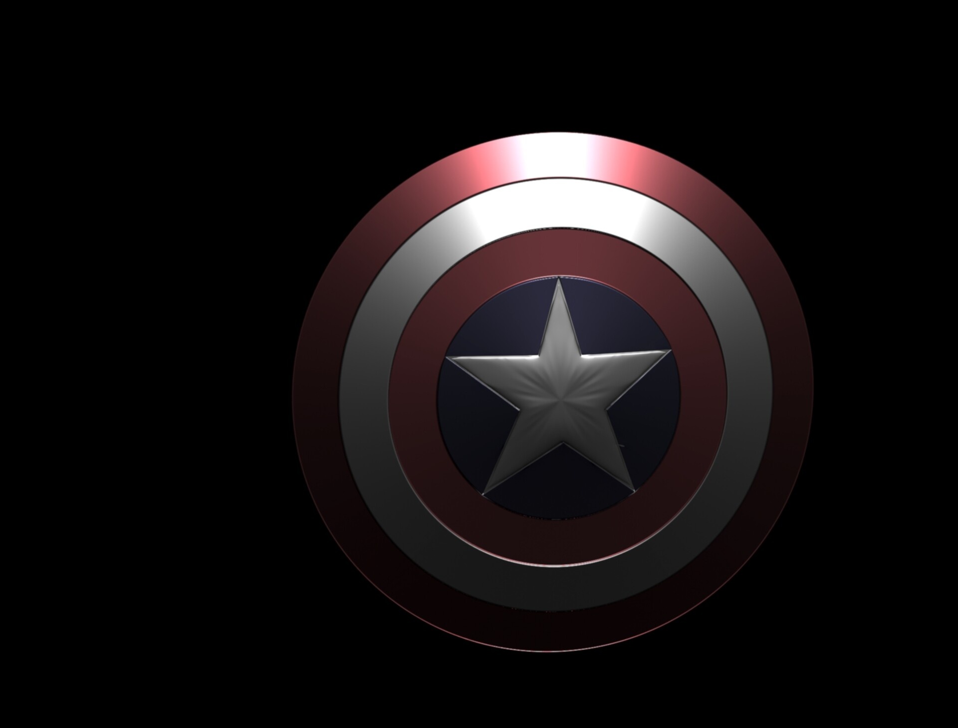 Captain America's shield, vibranium star insignia, black background, HD Desktop wallpaper