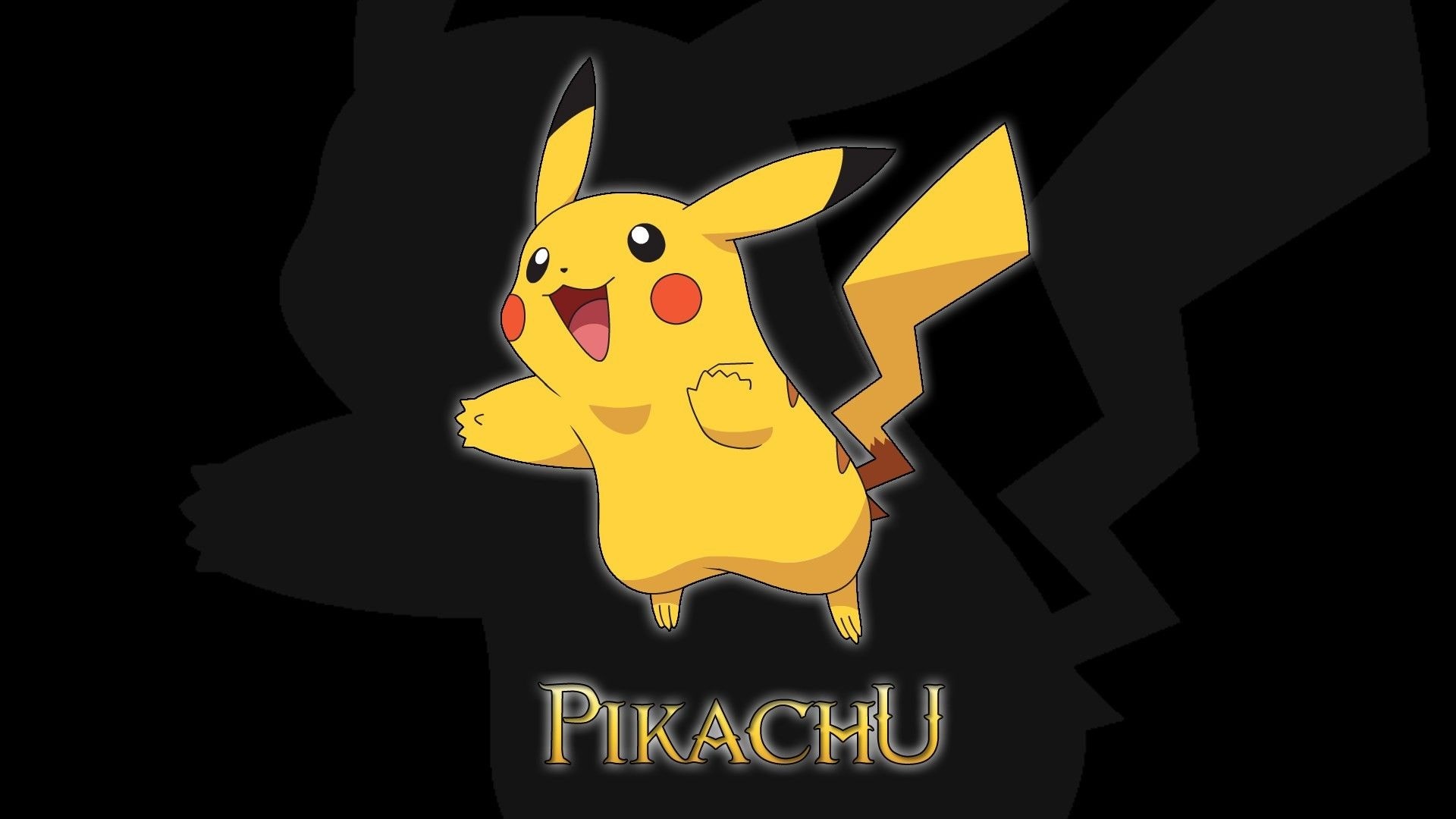 Pikachu, PIKACHU text, Pikachu silhouette, Full HD Desktop wallpaper