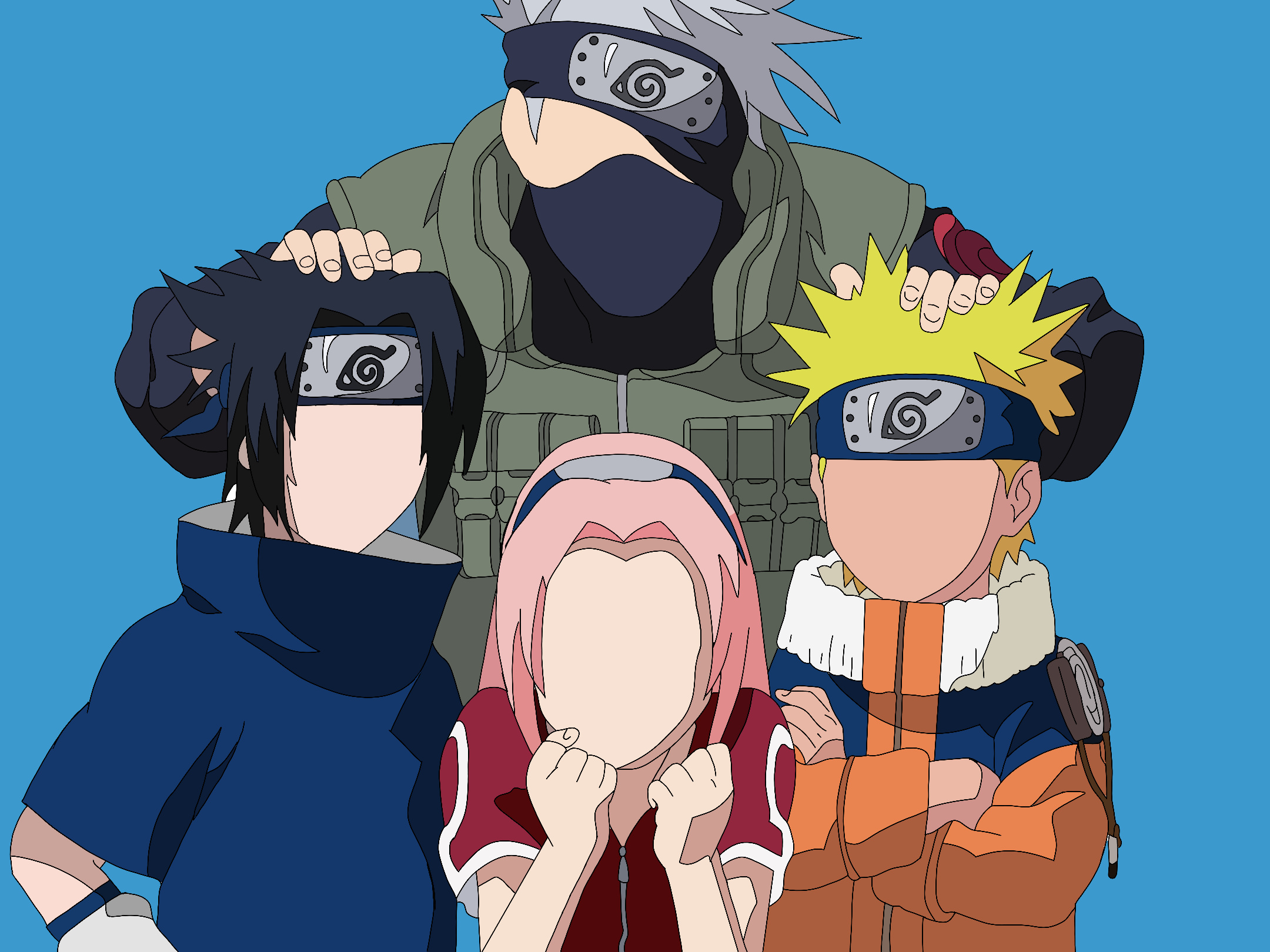 Naruto Uzumaki, Sasuke Uchiha, Sakura Haruno, Kakashi Hatake, Team 7, HD Desktop wallpaper