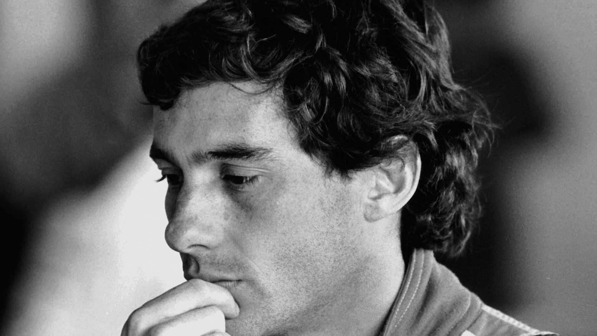 Ayrton Senna, Formula One racing suit, Black and white portrait, Full HD Desktop wallpaper