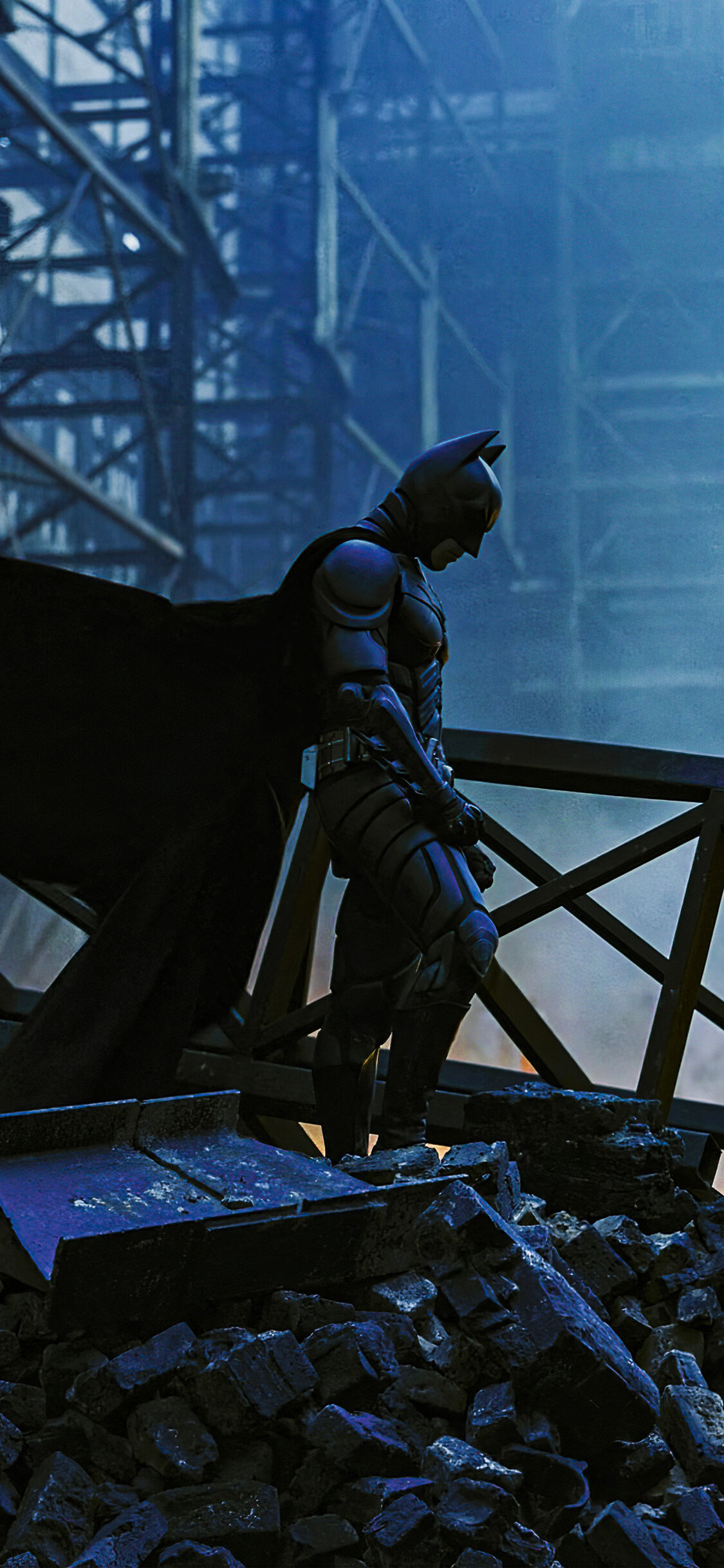 The Dark Knight aftermath 4K, iPhone XS wallpaper, Superhero epic, Gotham City, 1130x2440 HD Phone