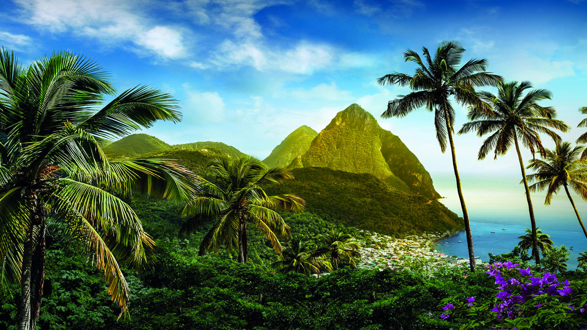 Caribbean Islands, St. Lucia beauty, Caribbean islands scenery, Desktop wallpaper, 1920x1080 Full HD Desktop