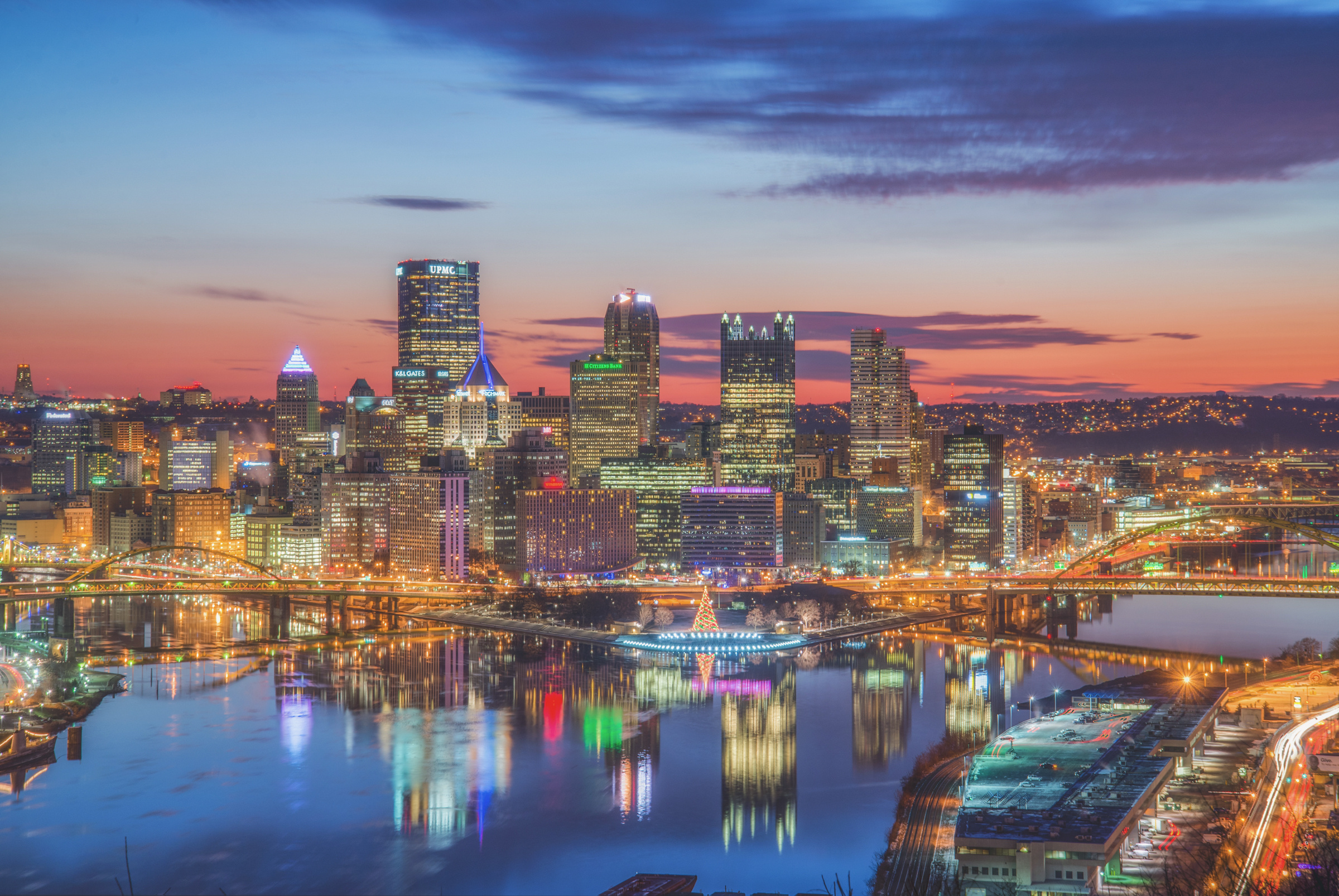 Pittsburgh morning skyline, West End overlook, 2400x1610 HD Desktop