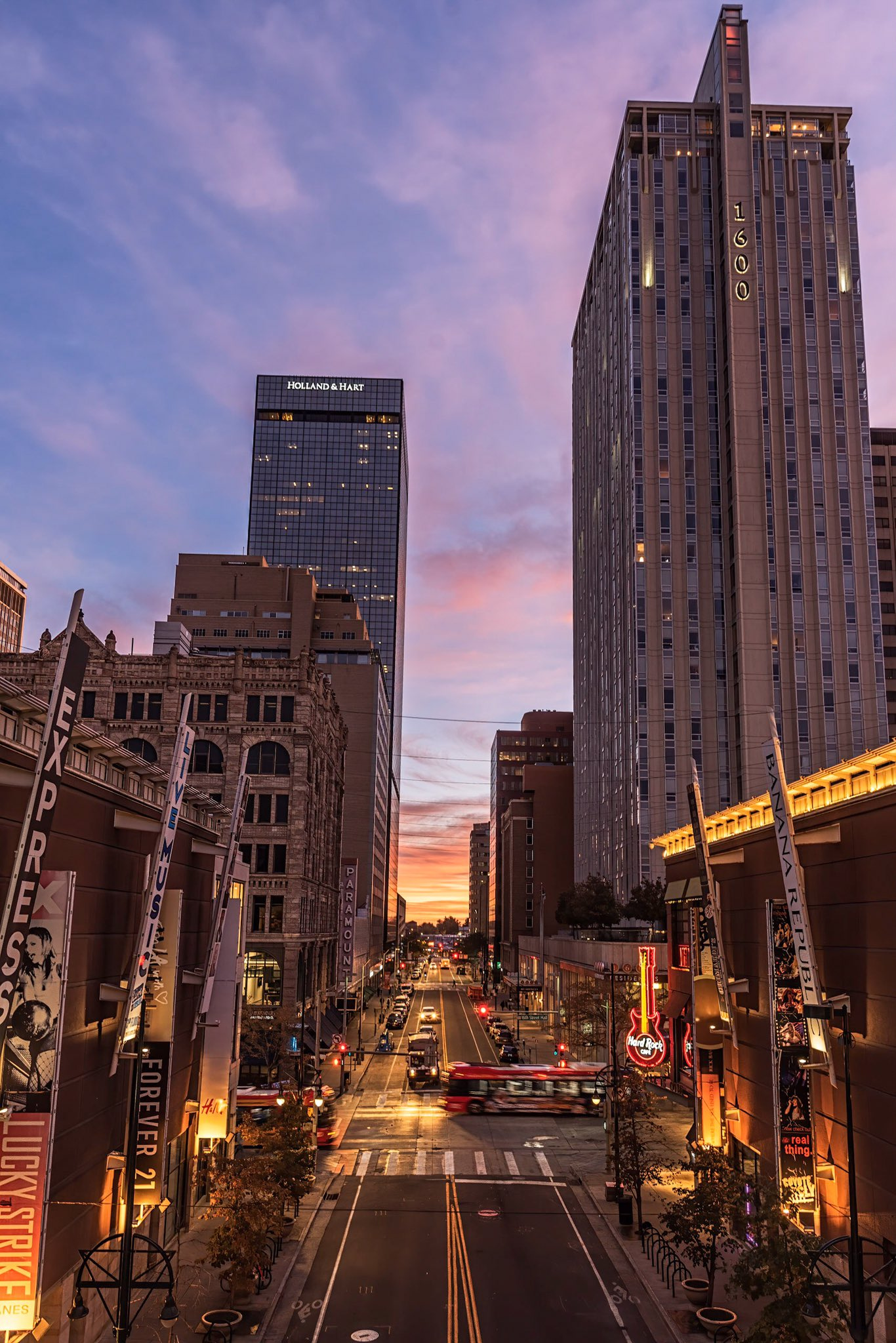 Denver Skyline, Sunrise view, Downtown Denver, City buildings, 1370x2050 HD Phone