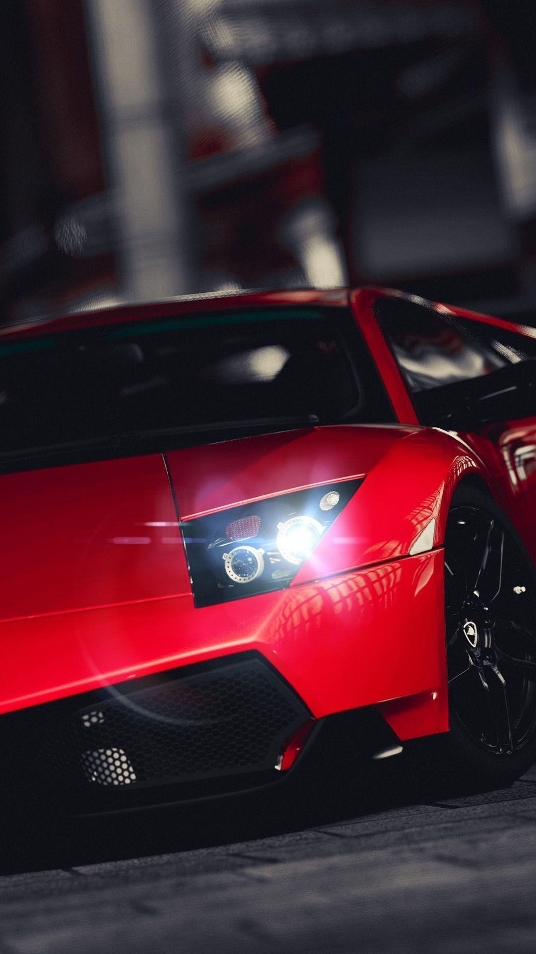 Lamborghini Murcielago LP 670-4 SV, lit projector headlight, black multi-spoke wheel, Full HD Phone wallpaper
