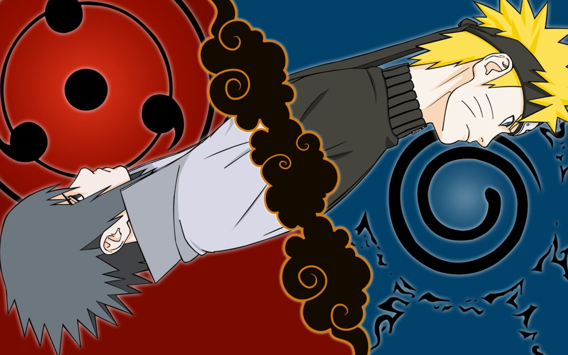 Naruto Uzumaki, Sasuke Uchiha, Three-Tomoe Sharingan, Eight Trigrams Seal, HD Desktop wallpaper