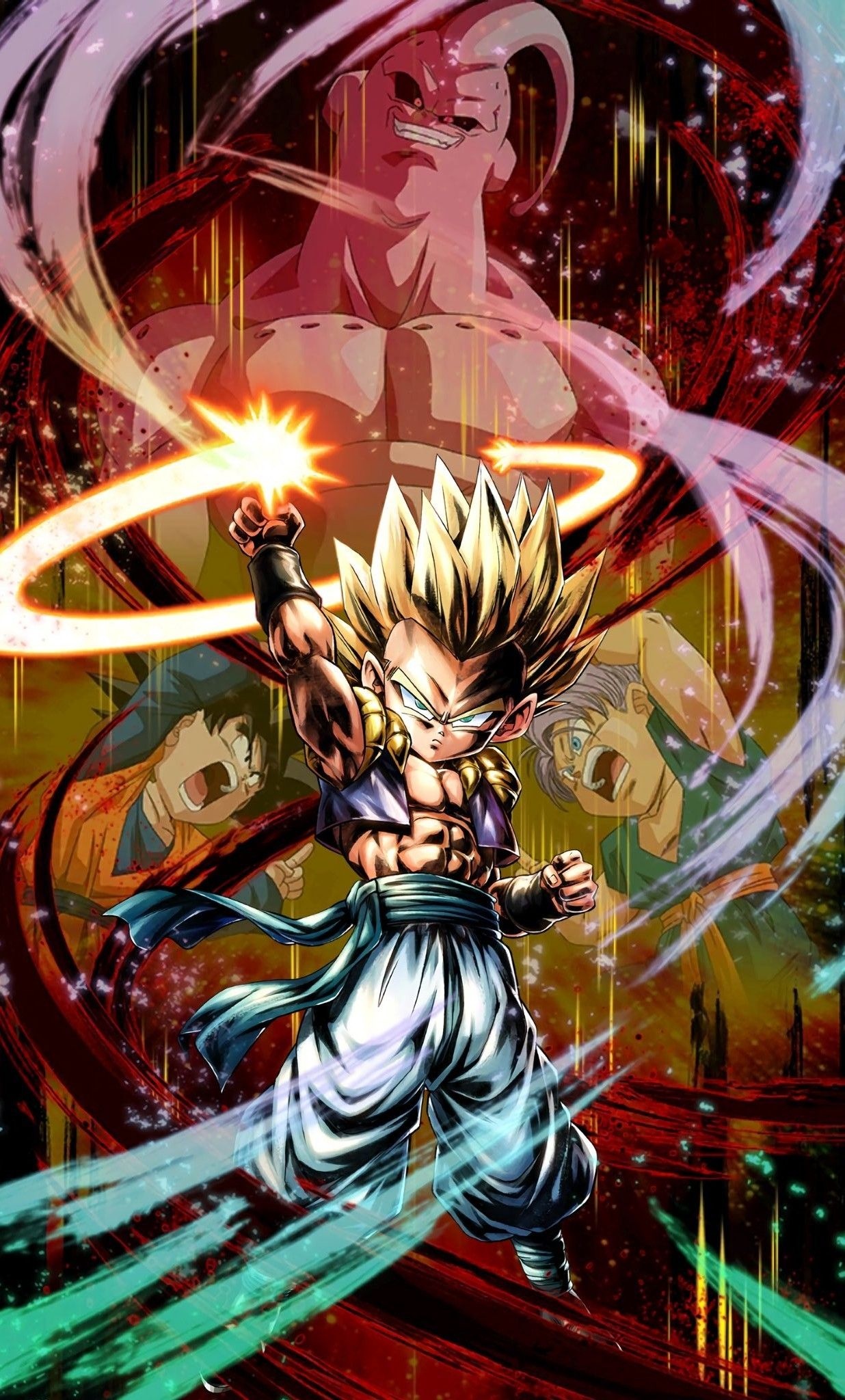 Gotenks, Super Saiyan, Dragon Ball Legends, Goku's transformation, 1240x2050 HD Phone