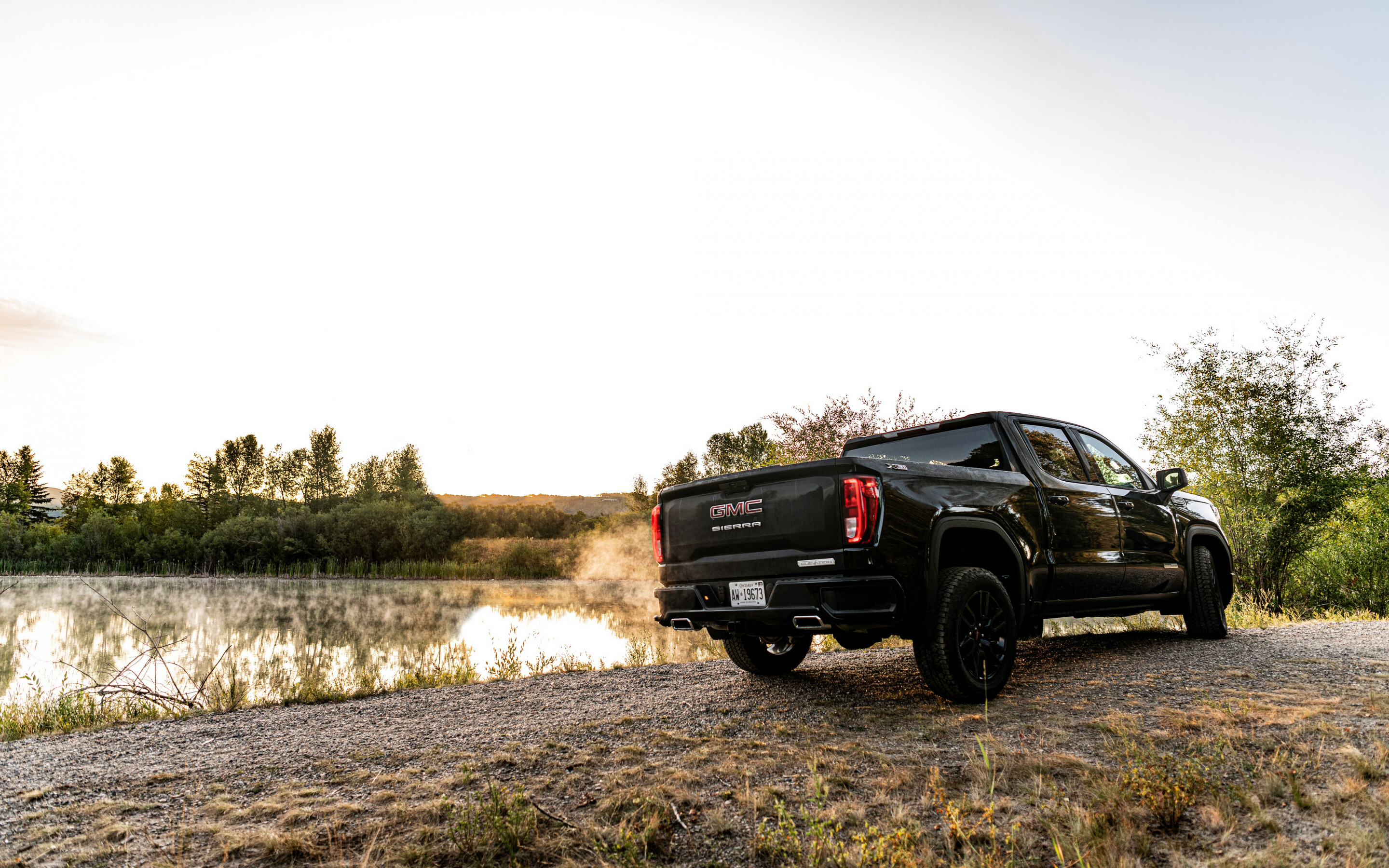 GMC Sierra, Rear view charm, Black beauty, Unmatched power, 2880x1800 HD Desktop