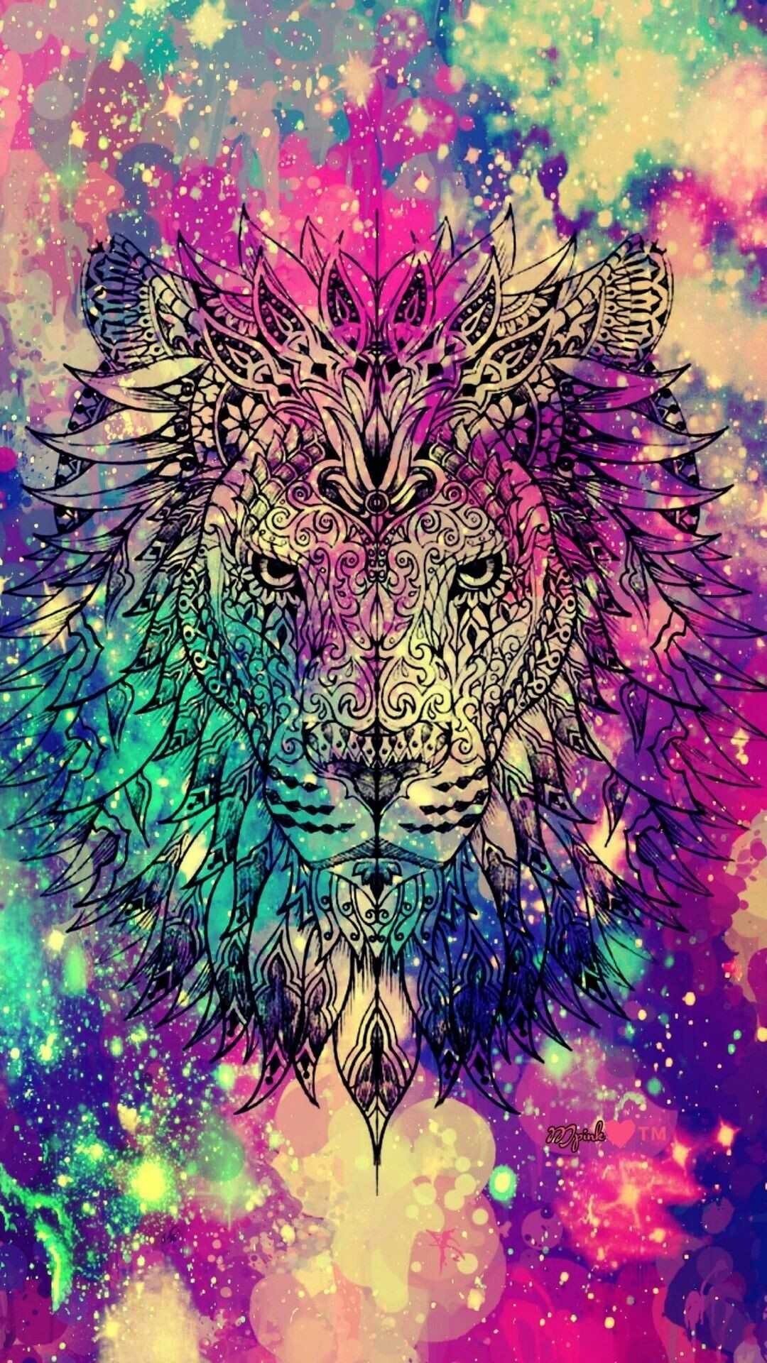 Psychedelic lion, Trippy artwork, Vibrant colors, Mind-bending visuals, 1080x1920 Full HD Phone