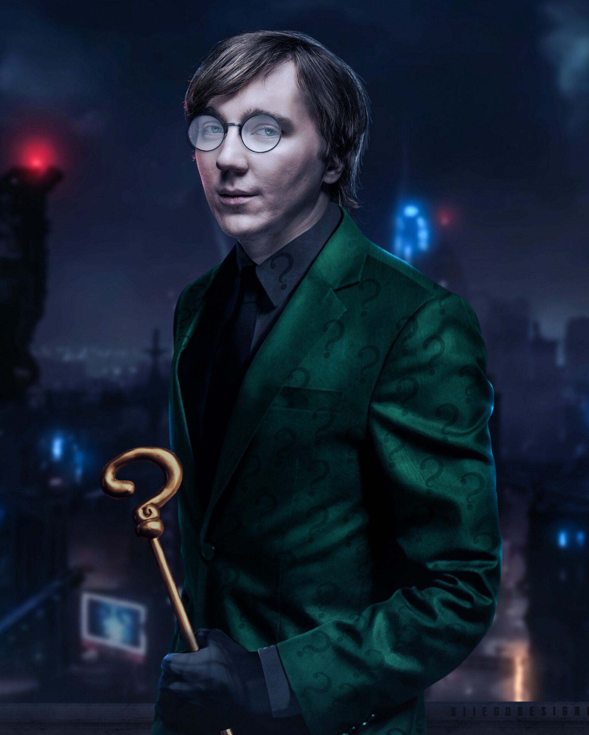 Paul Dano's Riddler, Diiego Designer's art, The Batman movie, 1920x2400 HD Phone