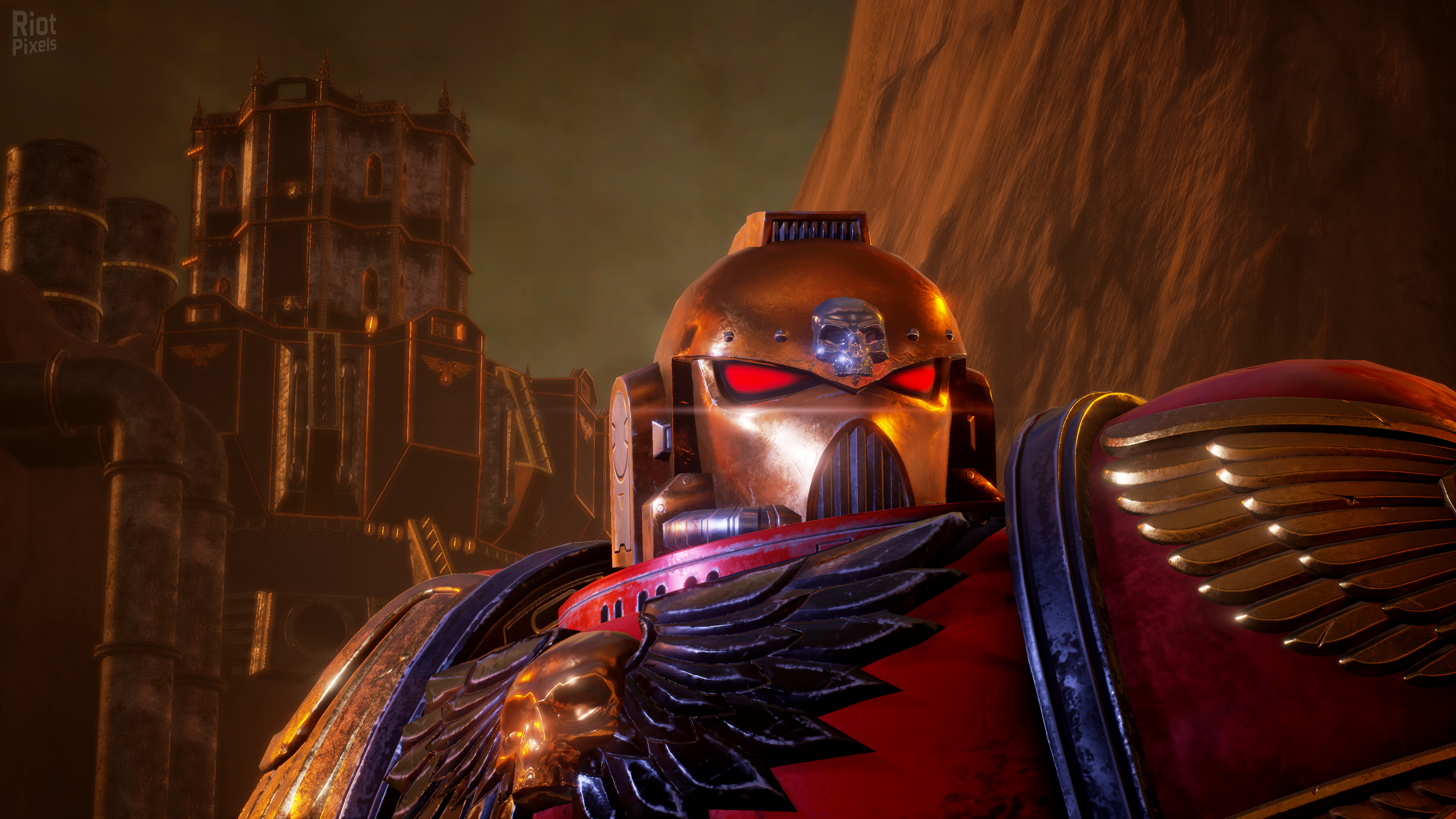 Space Marine power armor, Imperial Aquila breastplate, Imperial gothic manufactorum, 4K Desktop wallpaper