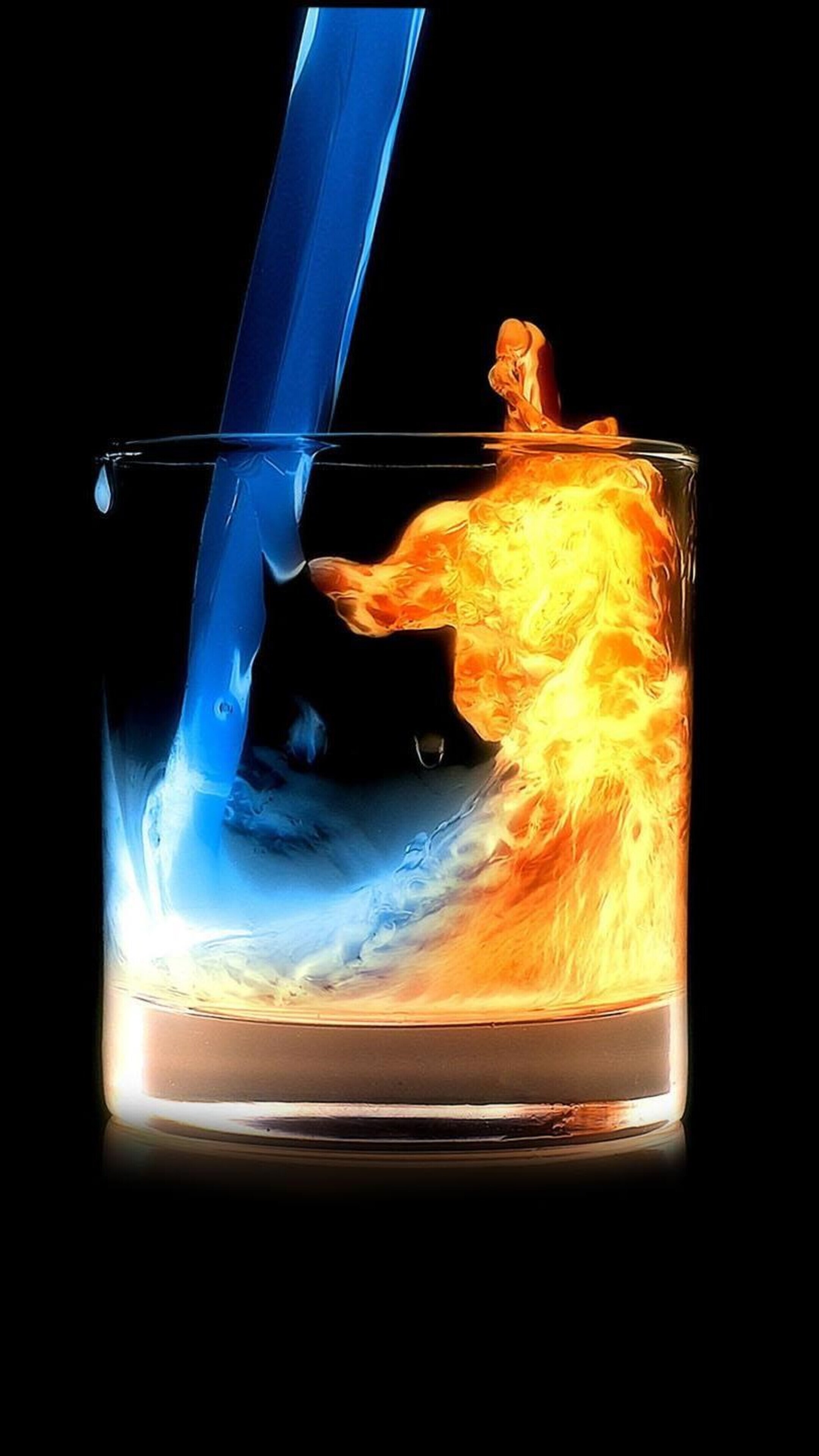 Glass (Other), Fire water in glass, Premium HD, Xperia wallpaper, 2160x3840 4K Phone