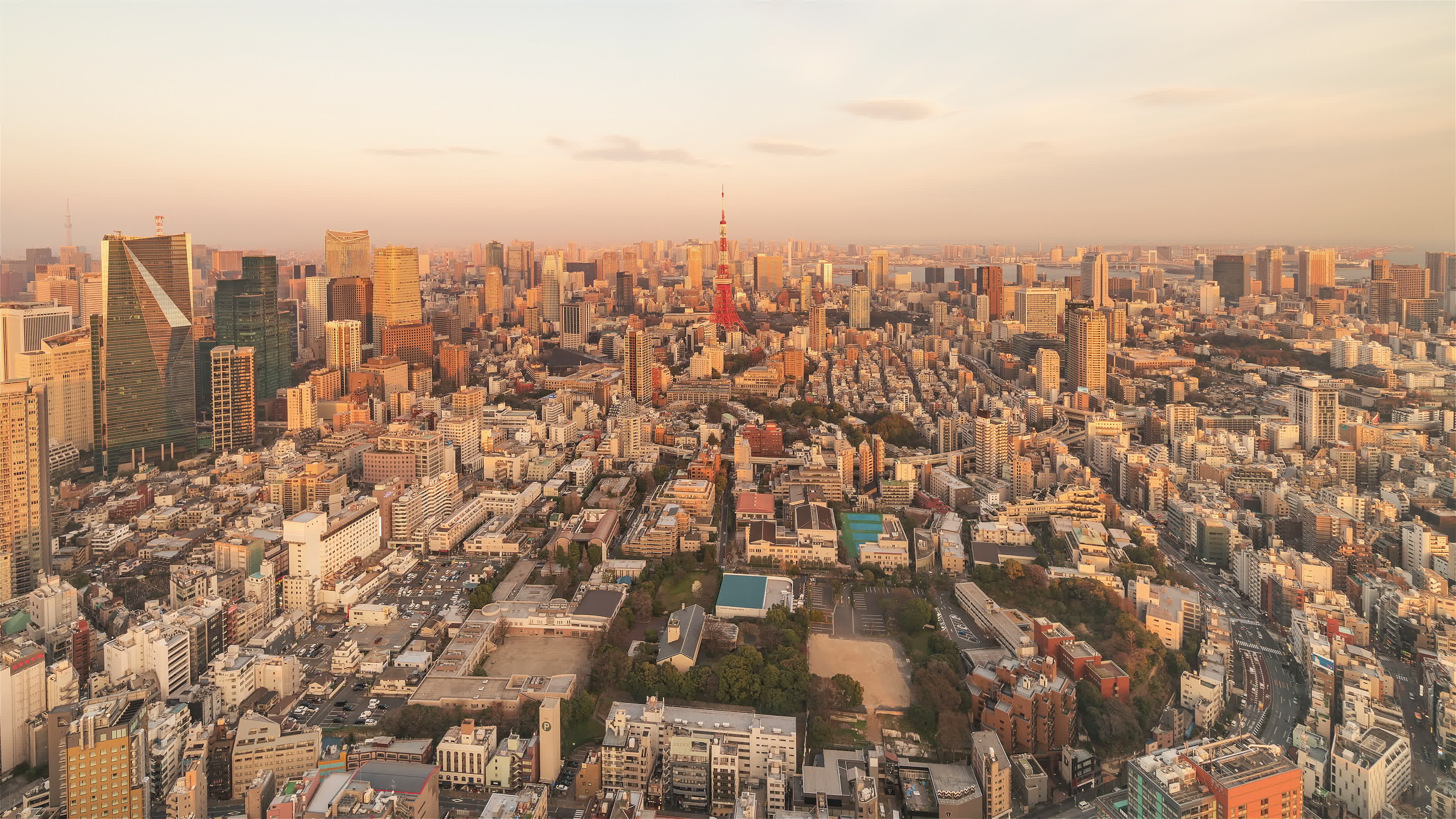Tokyo Skyline, Time-lapse sequence, Day to night transition, Mori Museum view, 3840x2160 4K Desktop