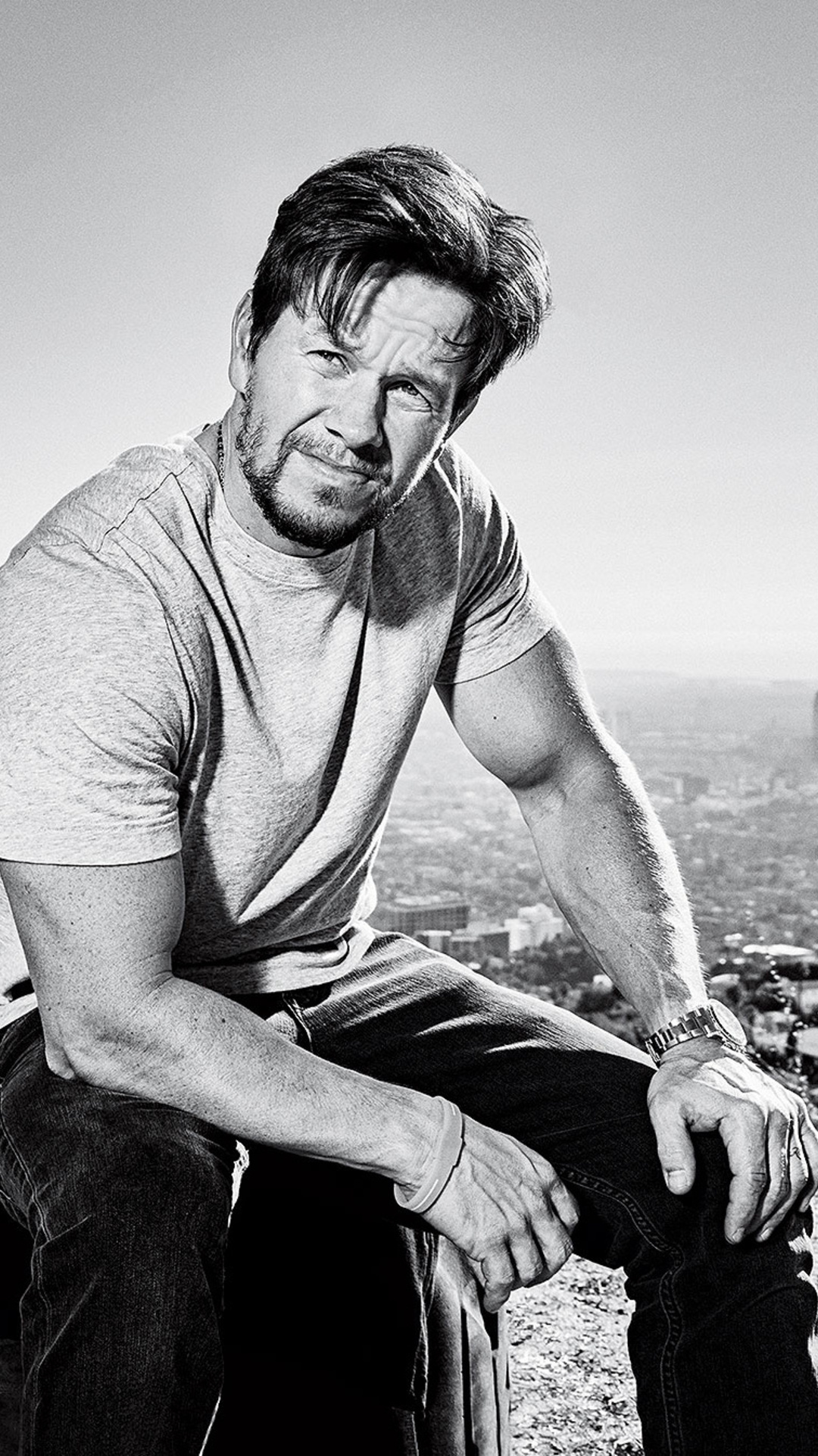 Mark Wahlberg, Men's Health, Monochrome iPhone, 4K wallpapers, 1080x1920 Full HD Phone