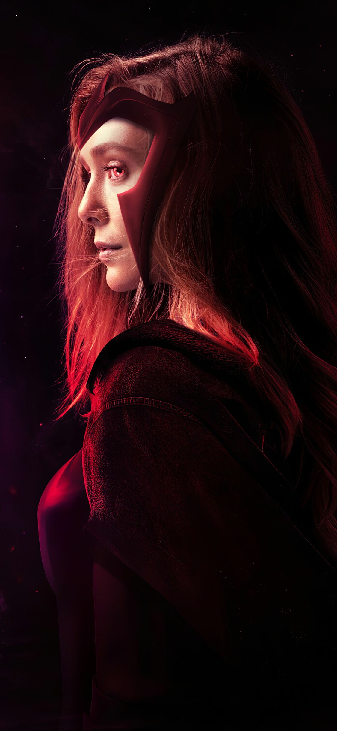 Wanda Maximoff artwork, Elizabeth Olsen, Scarlet Witch, Marvel Comics, 1130x2440 HD Phone