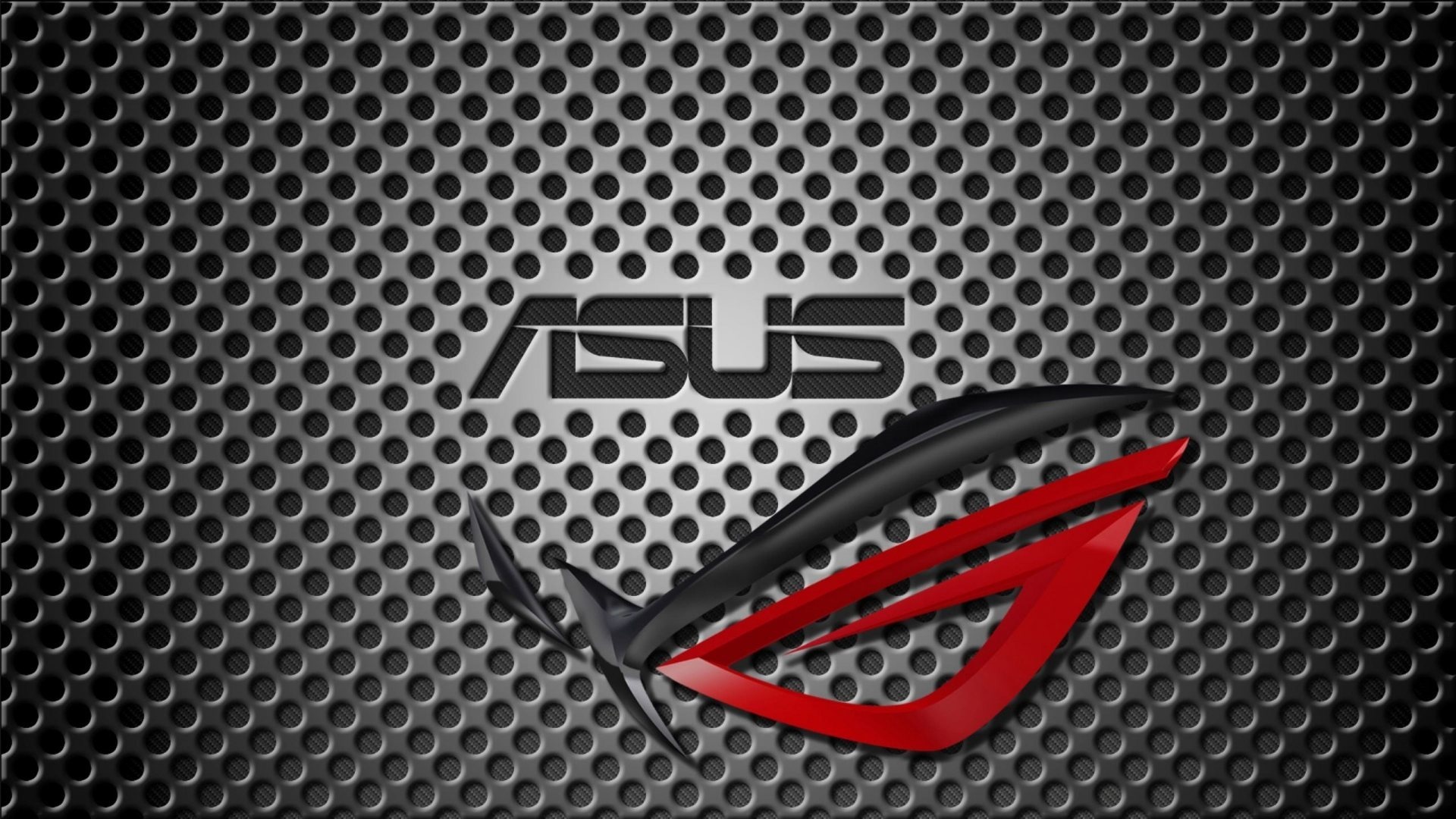 Republic of Gamers logo, ASUS logo, perforated metal grille, Full HD Desktop wallpaper