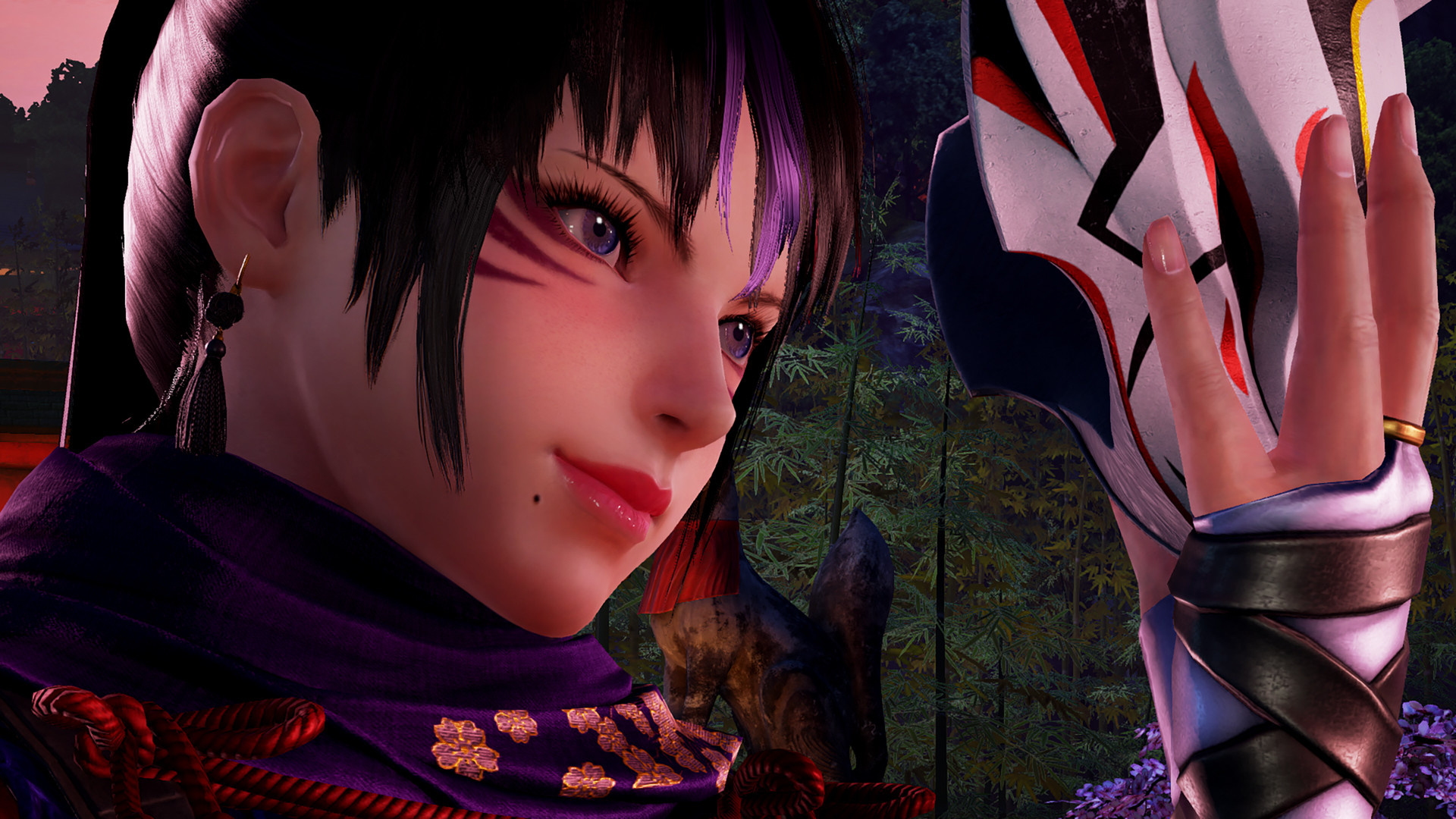 Kunimitsu II, Kitsune mask, Vermilion Gates stage, Full HD Desktop wallpaper