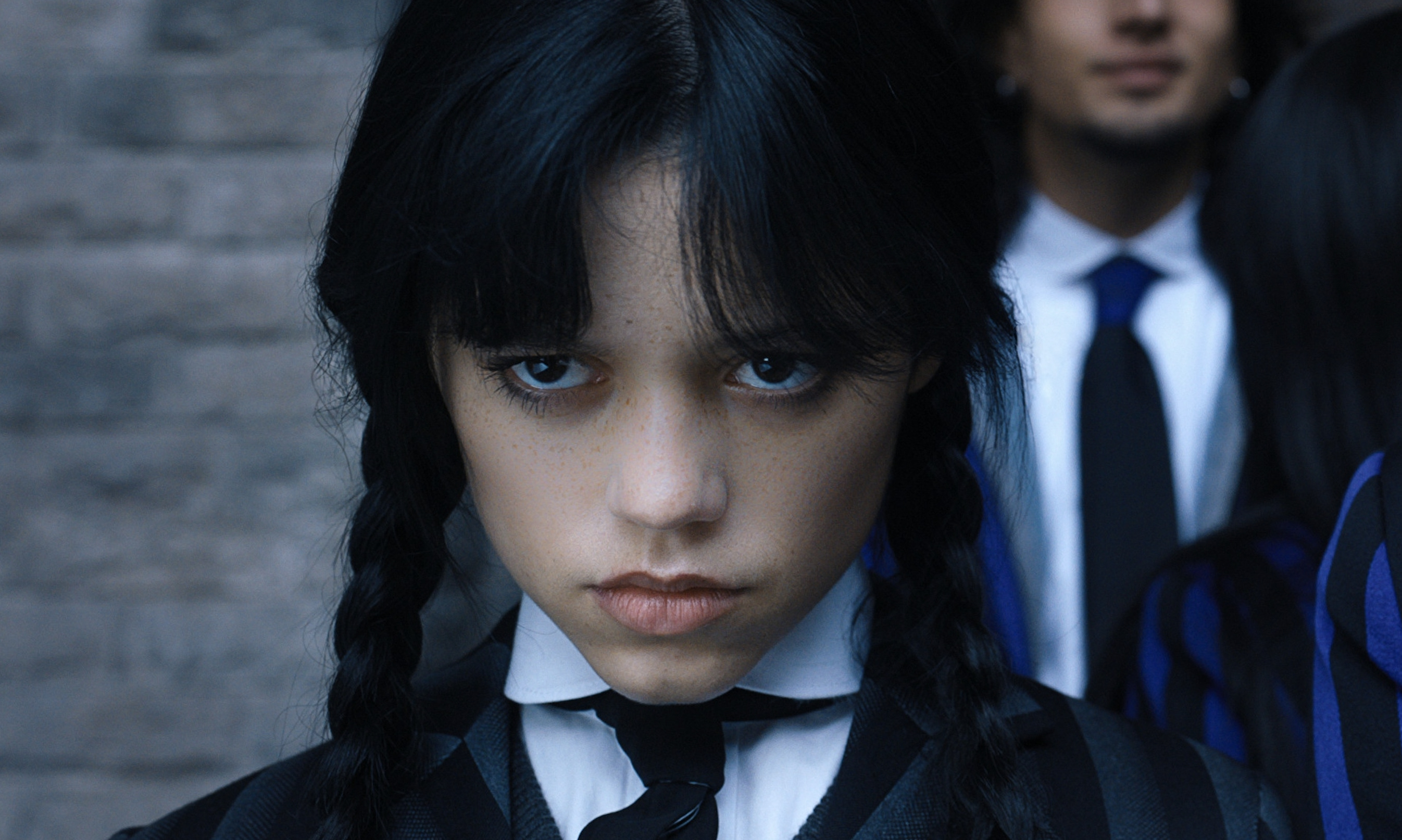 Wednesday Addams, Jenna Ortega, Nevermore Academy uniform, HD Desktop wallpaper