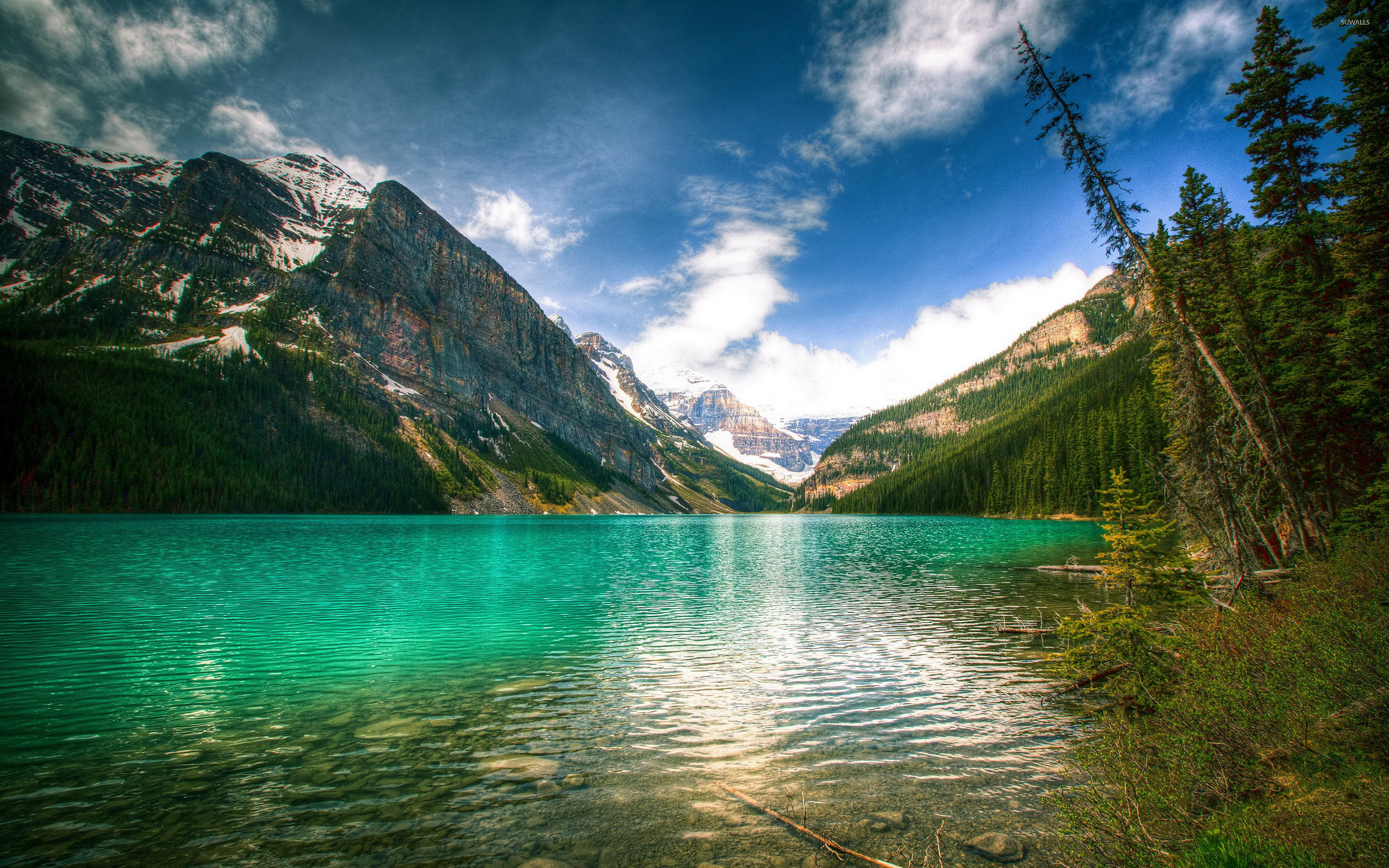 Lake Louise, Nature's paradise, Tranquil waters, Majestic scenery, 2880x1800 HD Desktop