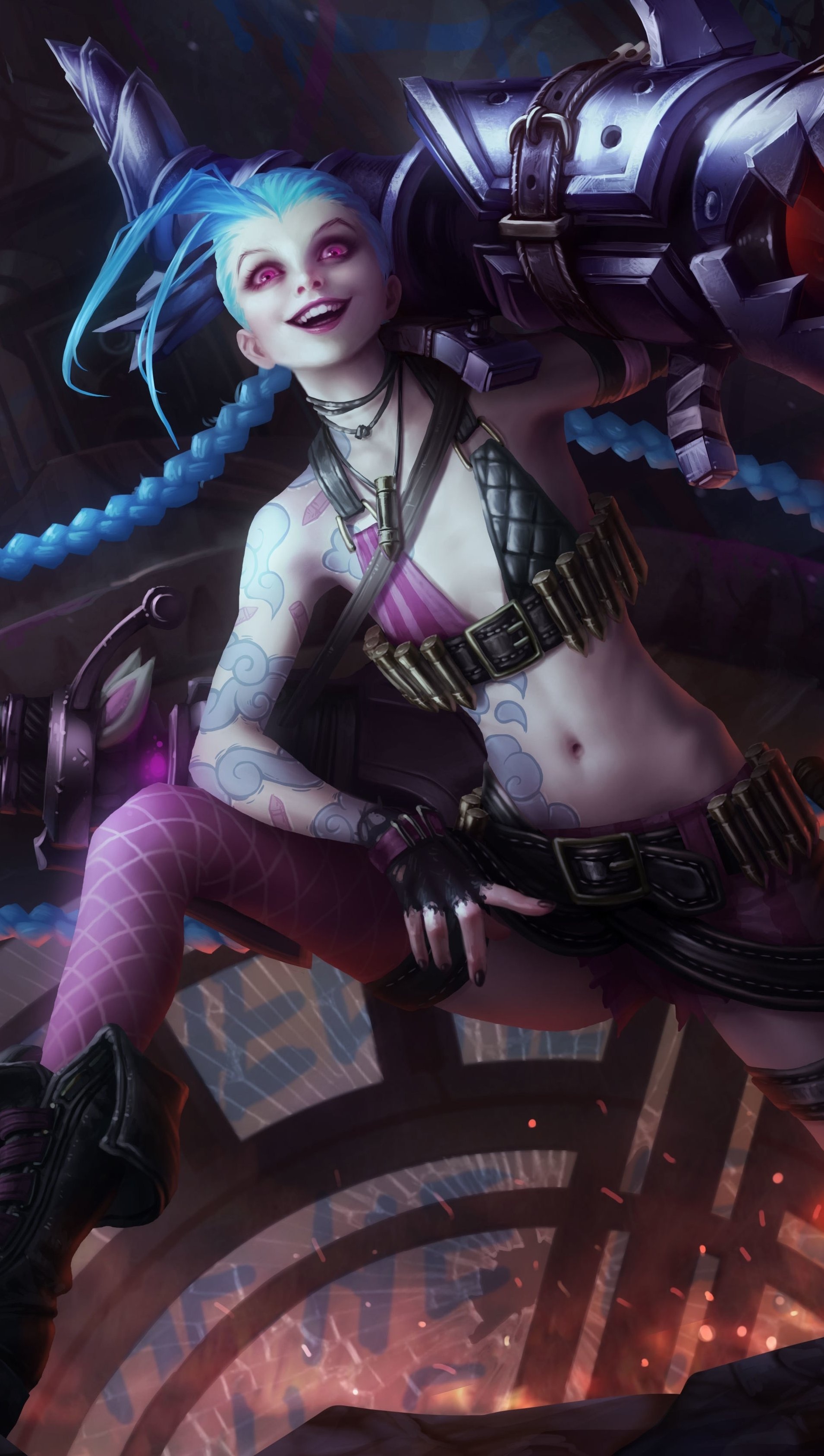 Jinx, Vibrant Artworks, Illustrations, Fan Favorites, 1910x3380 HD Phone