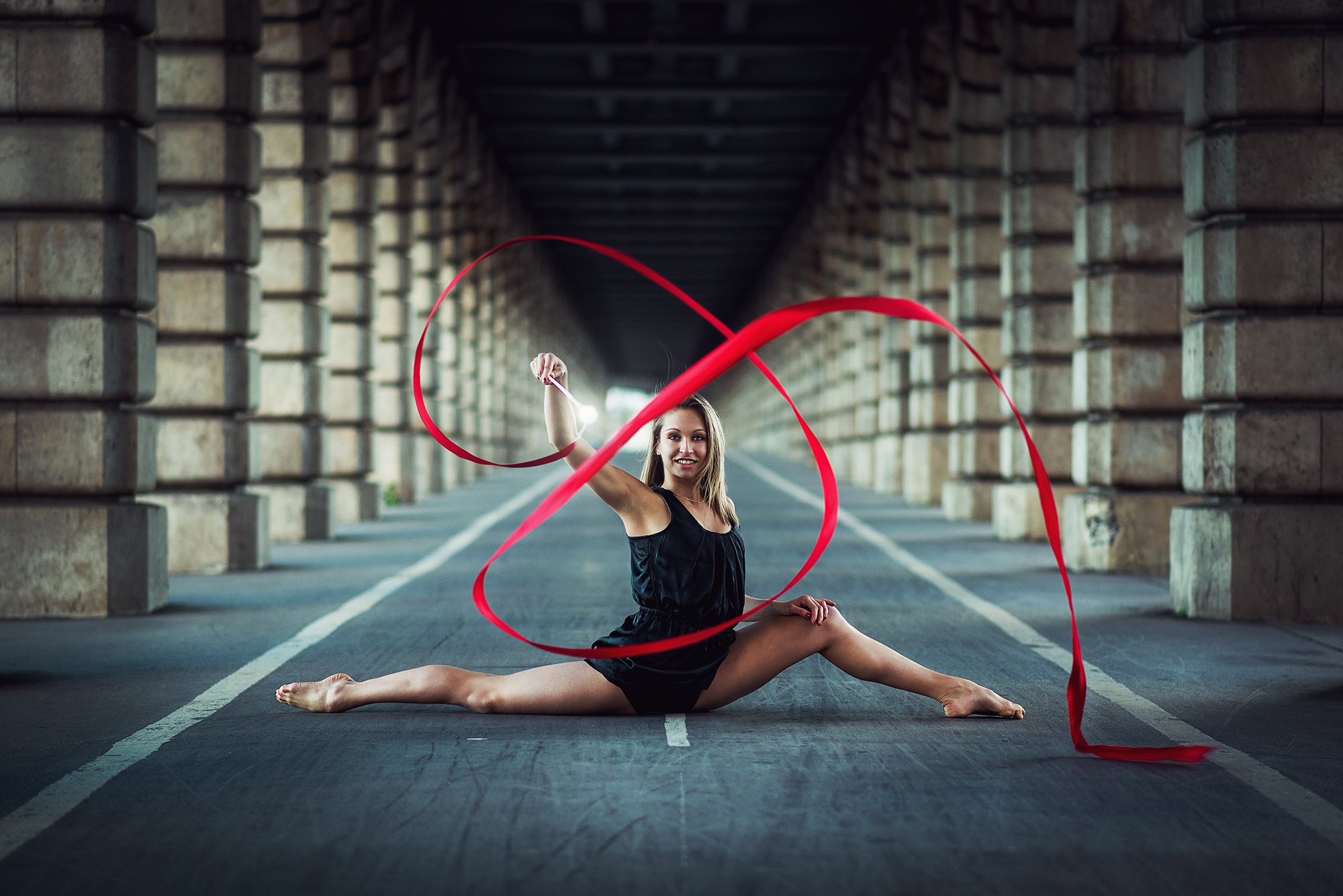 Vibrant wallpaper, Red ribbon, Dance performance, Physical fitness, 2000x1340 HD Desktop