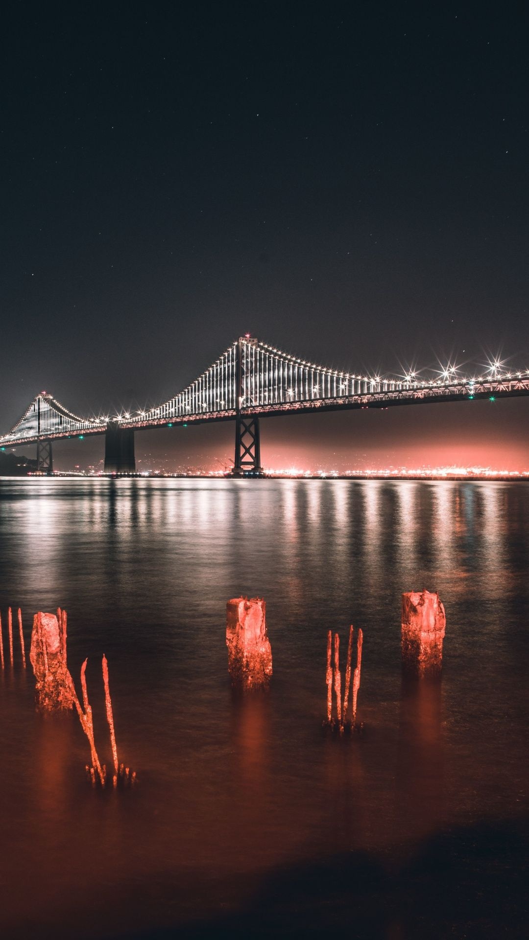 Golden Gate Bridge, Night lights, 1080x1920 Full HD Phone