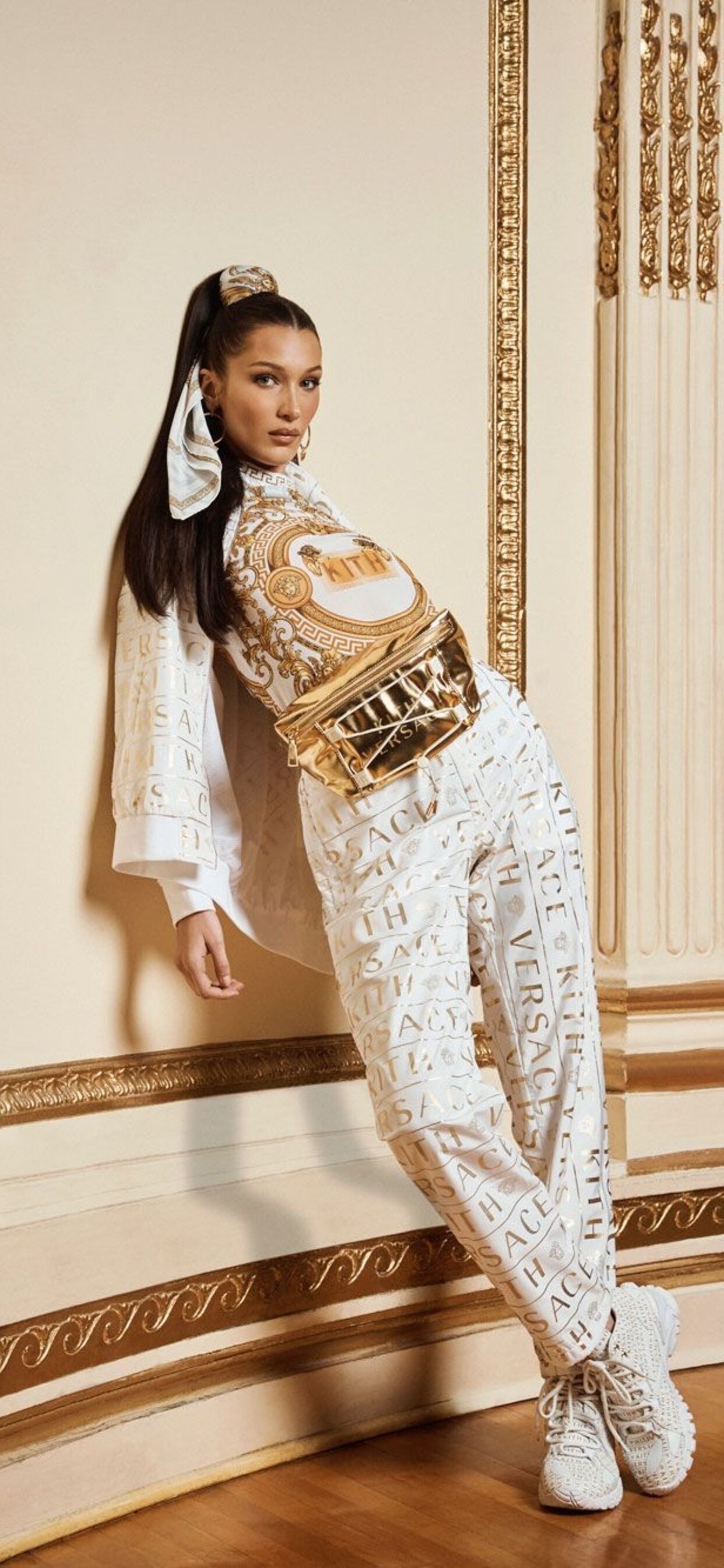 Versace collaboration, Bella Hadid Wallpaper, 1250x2690 HD Phone