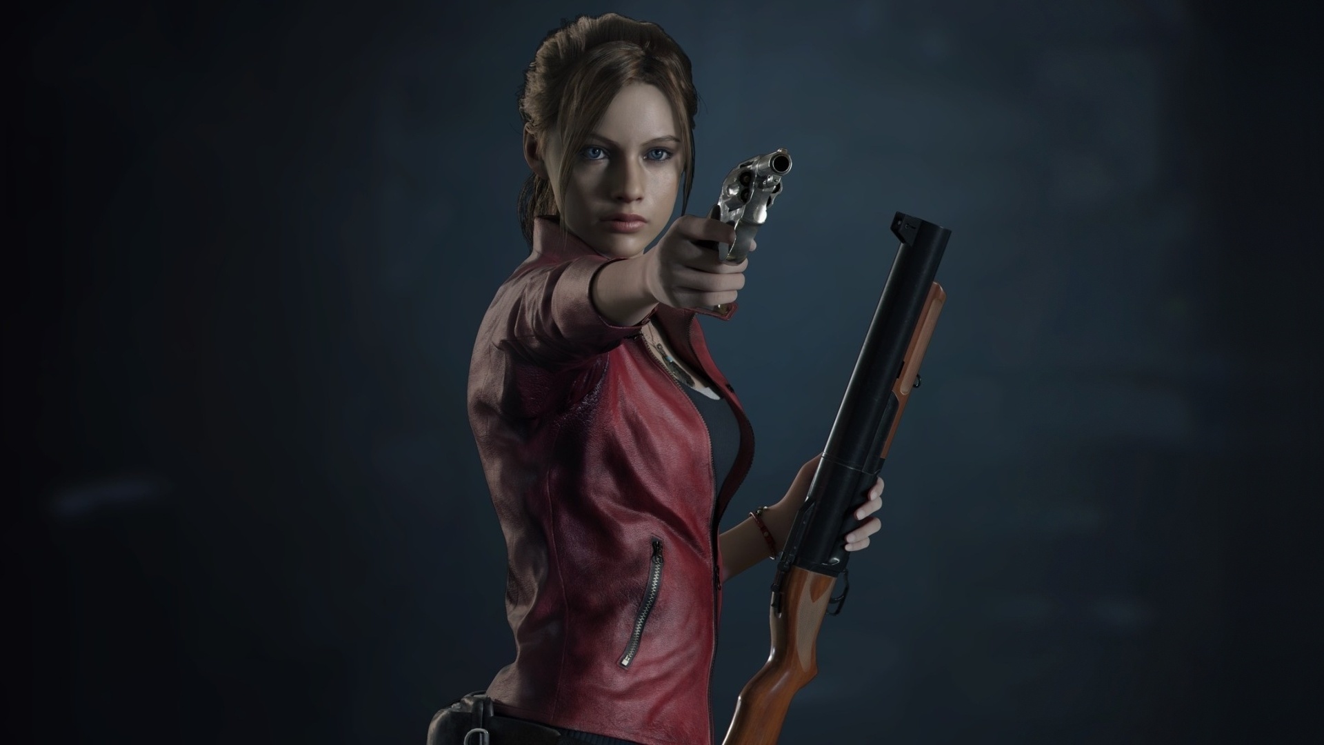 Claire Redfield, GM 79 grenade launcher, silver revolver, Full HD Desktop wallpaper
