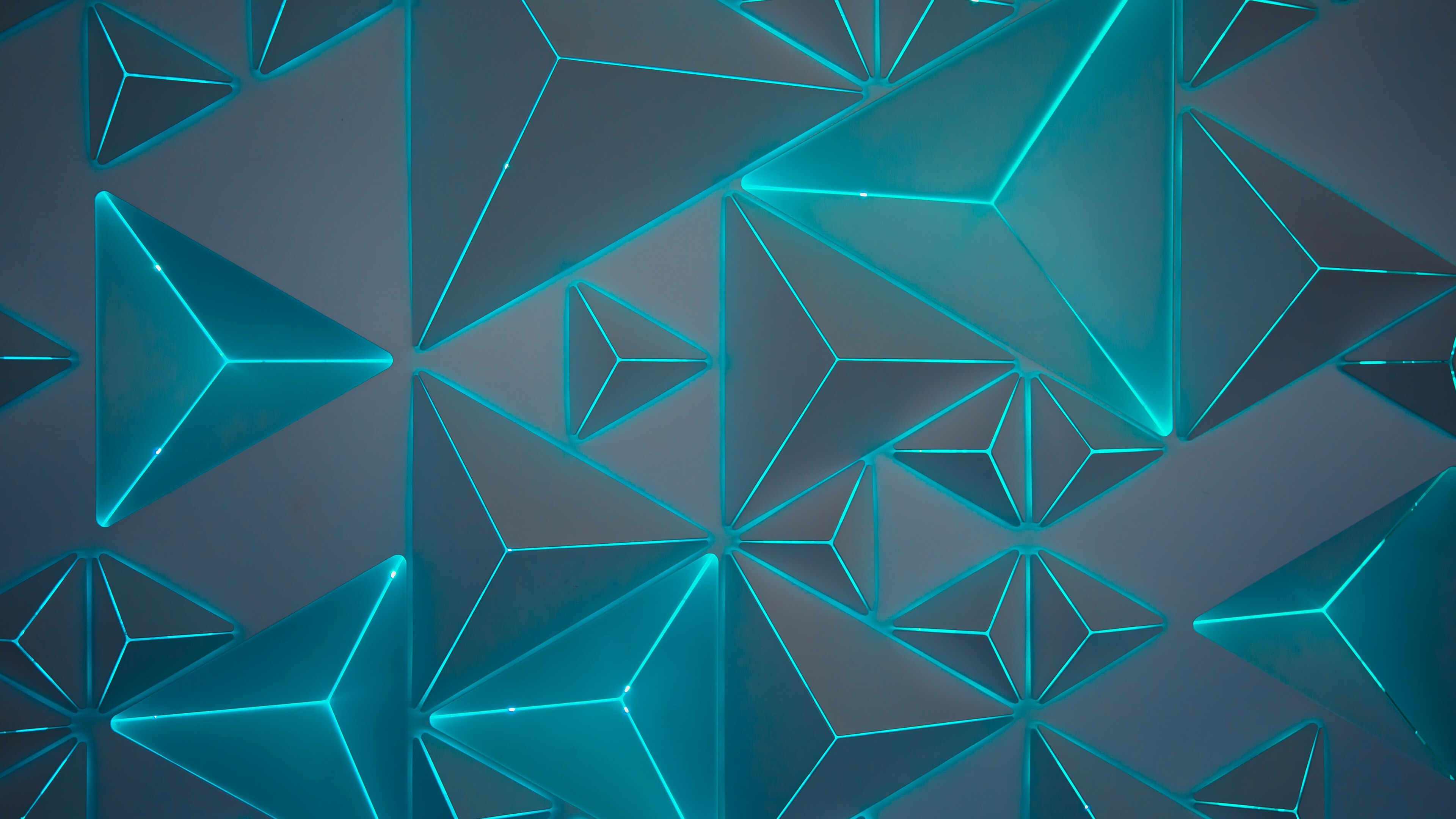 Neon light triangles, Geometric wallpapers, UHD TV visuals, Artistic expressions, 3840x2160 4K Desktop