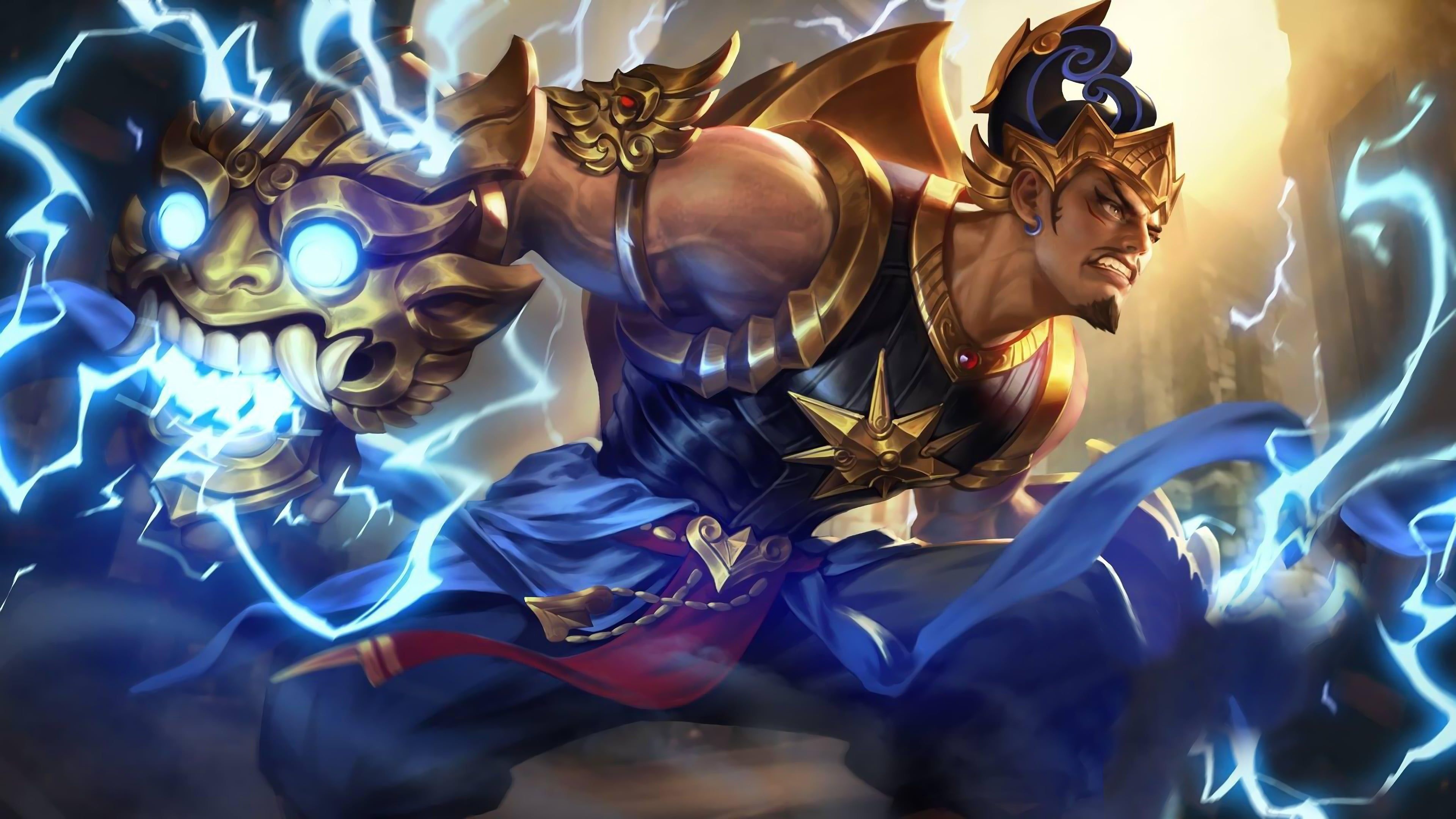 Gatotkaca, lightning gauntlet, Mobile Legends: Bang Bang, 4K Desktop wallpaper