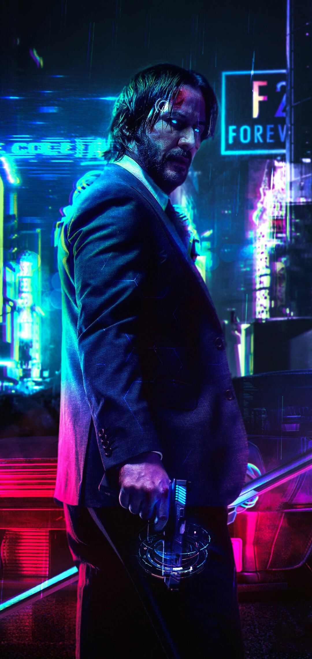 Cyberpunk 2077, Keanu Reeves fanart, Mobile wallpaper, Cyberpunk art, 1080x2280 HD Phone