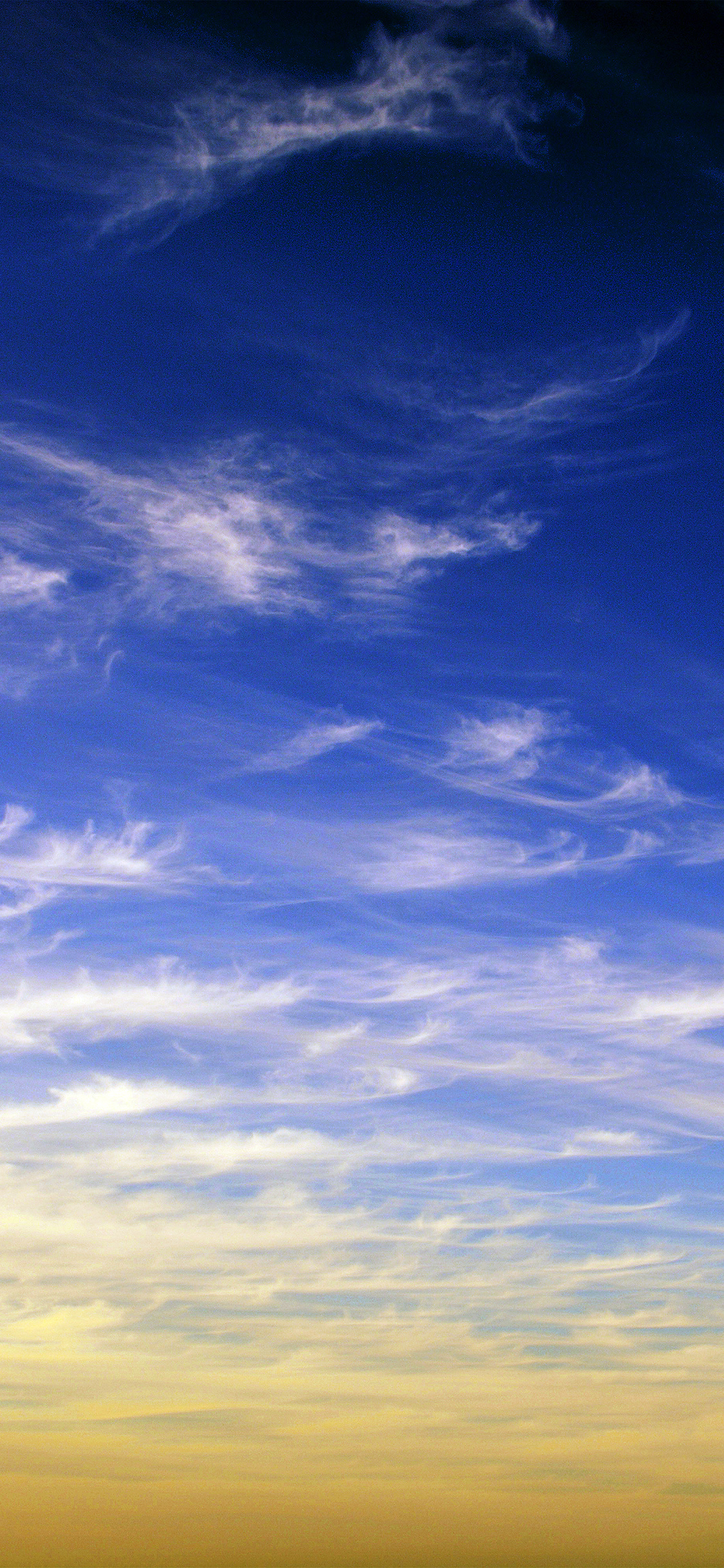 Wispy cirrus clouds, Golden horizon glow, Deep blue sky, HD Phone wallpaper