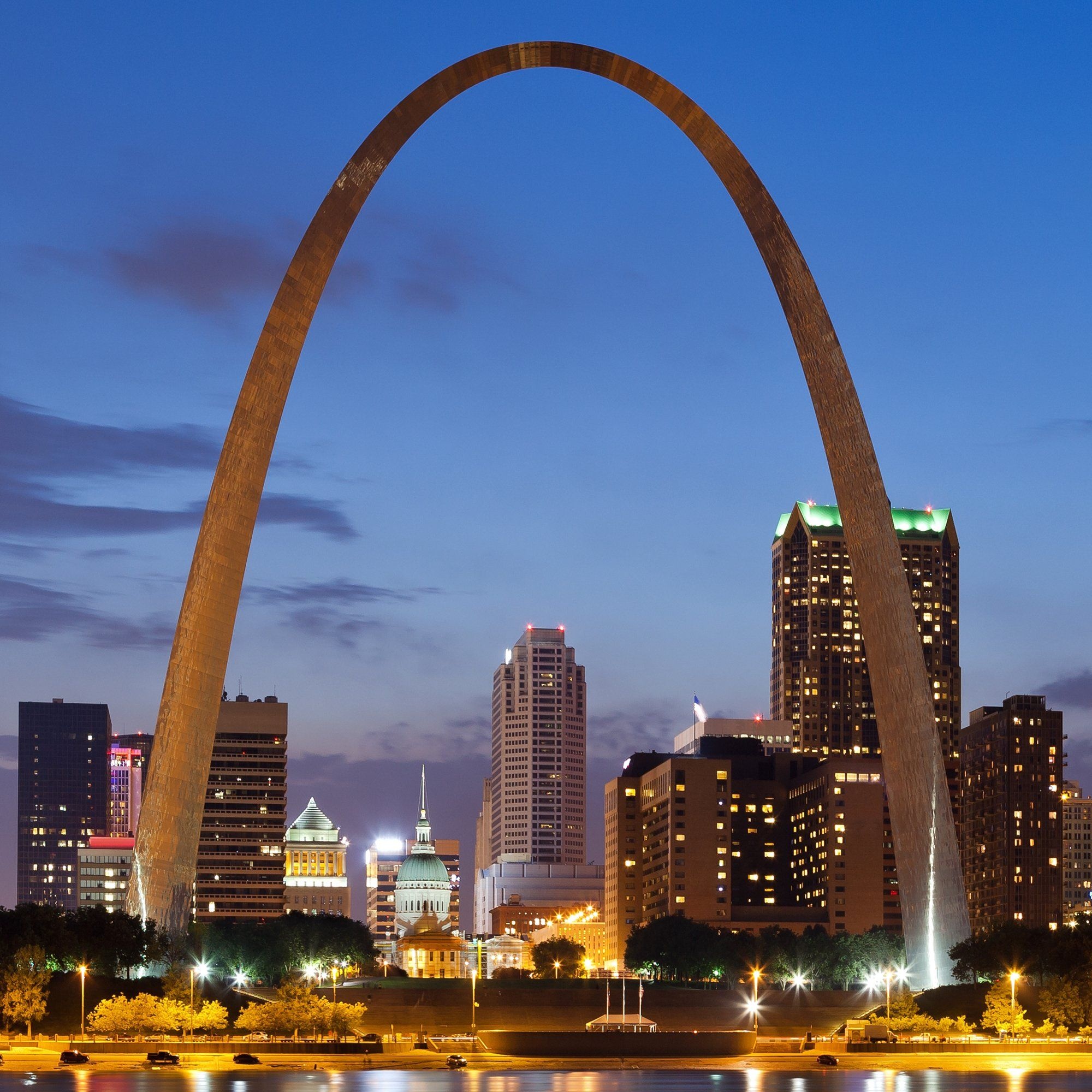 St. Louis Skyline, Canvas artwork, Gateway Arch, Time-lapse photography, 2000x2000 HD Phone