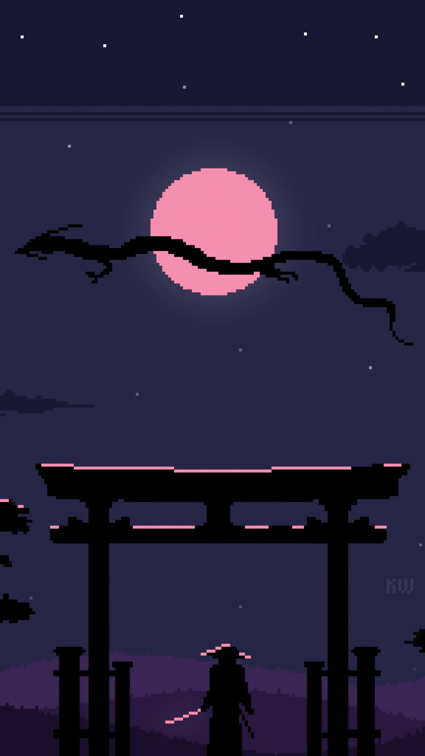 ronin silhouette, Japanese torii gate, Eastern dragon silhouette, HD Phone wallpaper