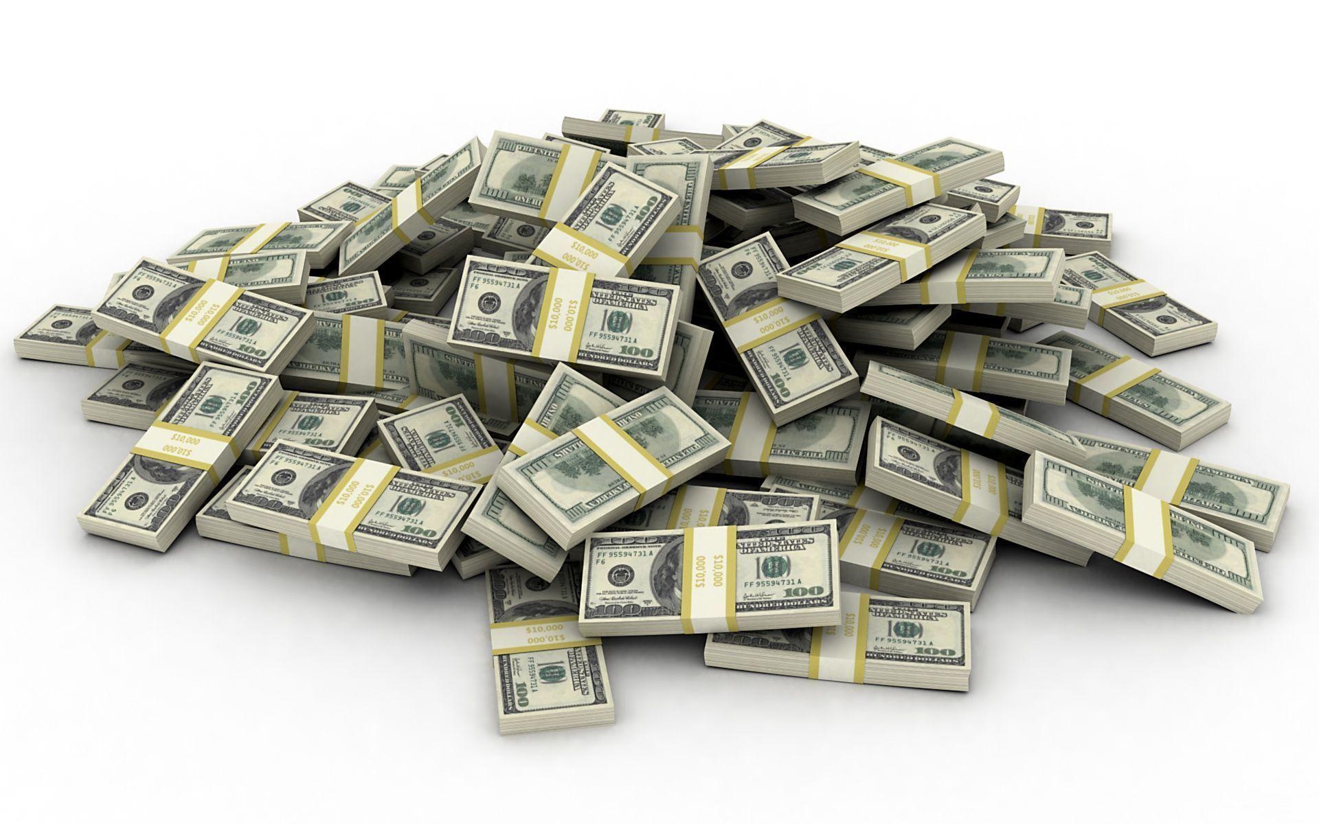 US hundred dollar bills, Banded paper currency stacks, Plain white background, HD Desktop wallpaper