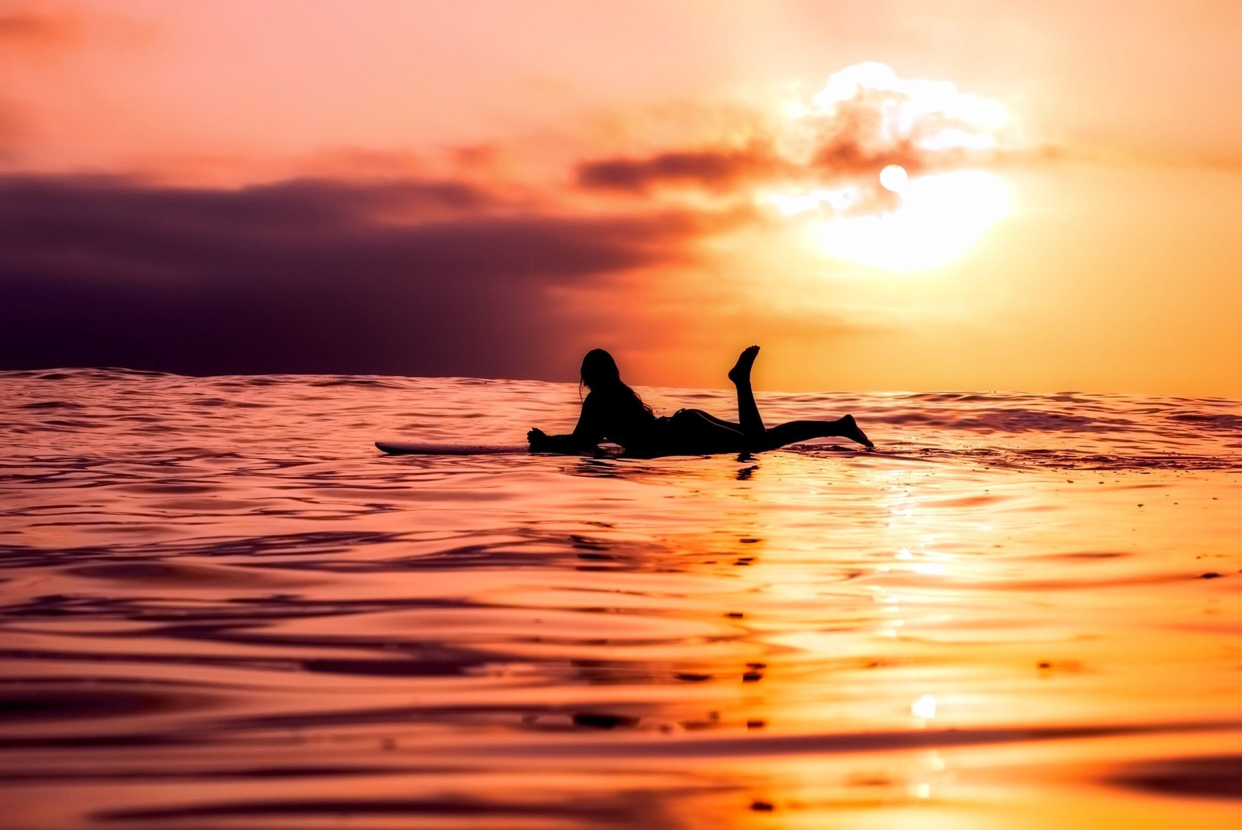 Surfing girl, Sports, Sunset surfing, Top free backgrounds, 2560x1710 HD Desktop