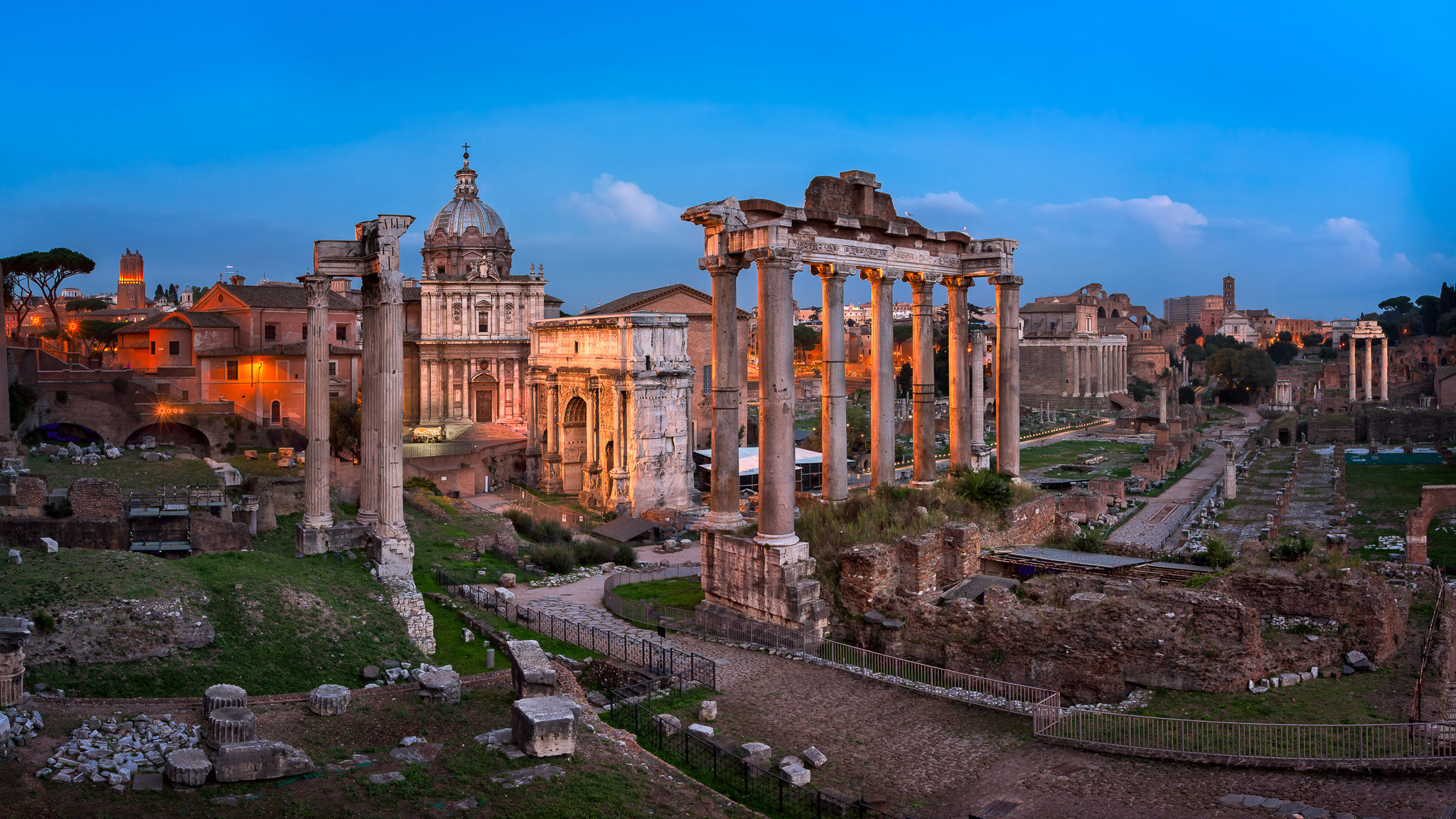 UNESCO, Temple landscape lights, Old city, Evening, 2050x1160 HD Desktop