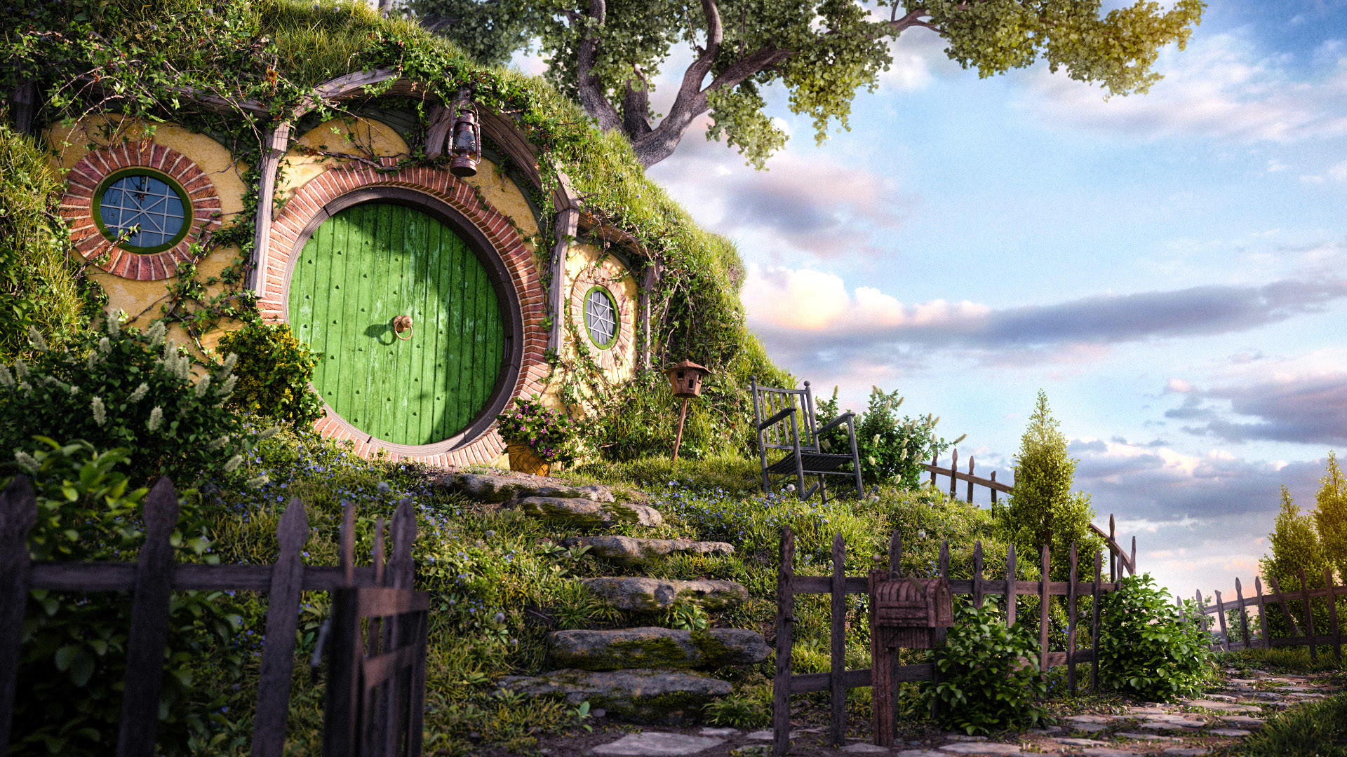 Bag End, Digital artwork, Fantasy house, J.R.R. Tolkien, 1920x1080 Full HD Desktop