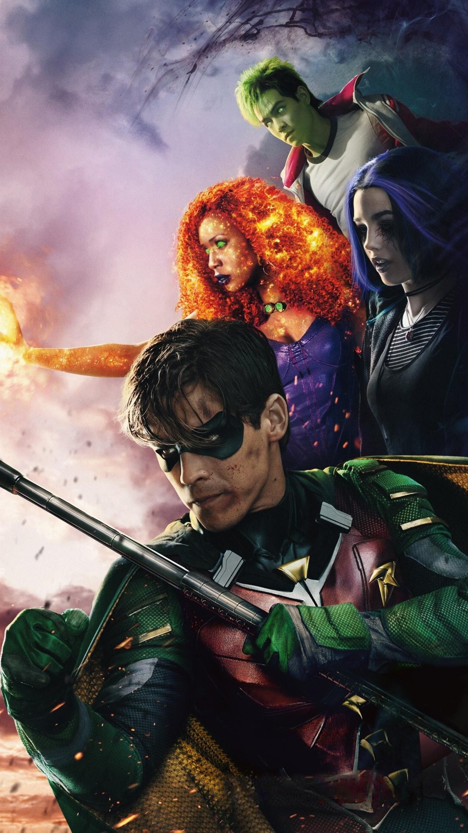 Titans TV series, DC Comics, Action-packed, Superhero team, 1540x2740 HD Phone