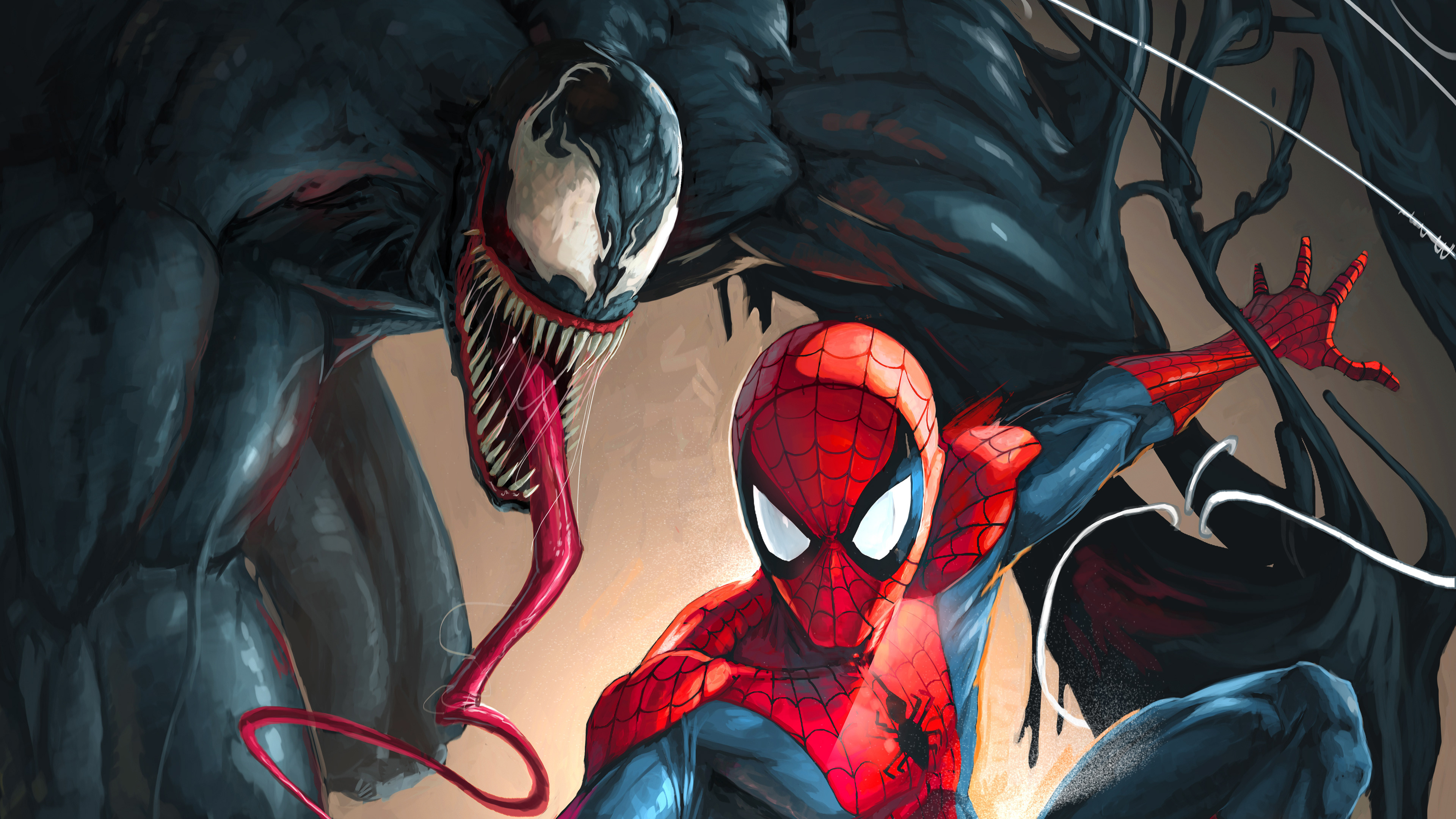 Spider-Man, Venom, Black symbiote tendrils, 4K Desktop wallpaper
