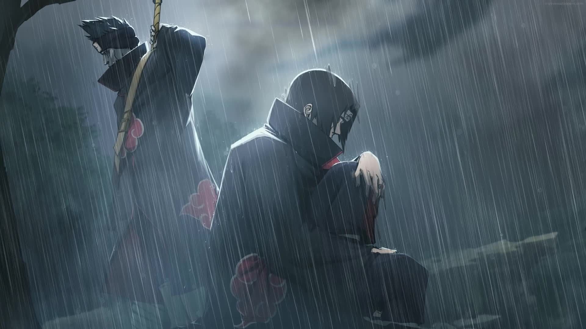 Itachi Uchiha, Kisame Hoshigaki, Akatsuki cloak, Samehada sword, Full HD Desktop wallpaper