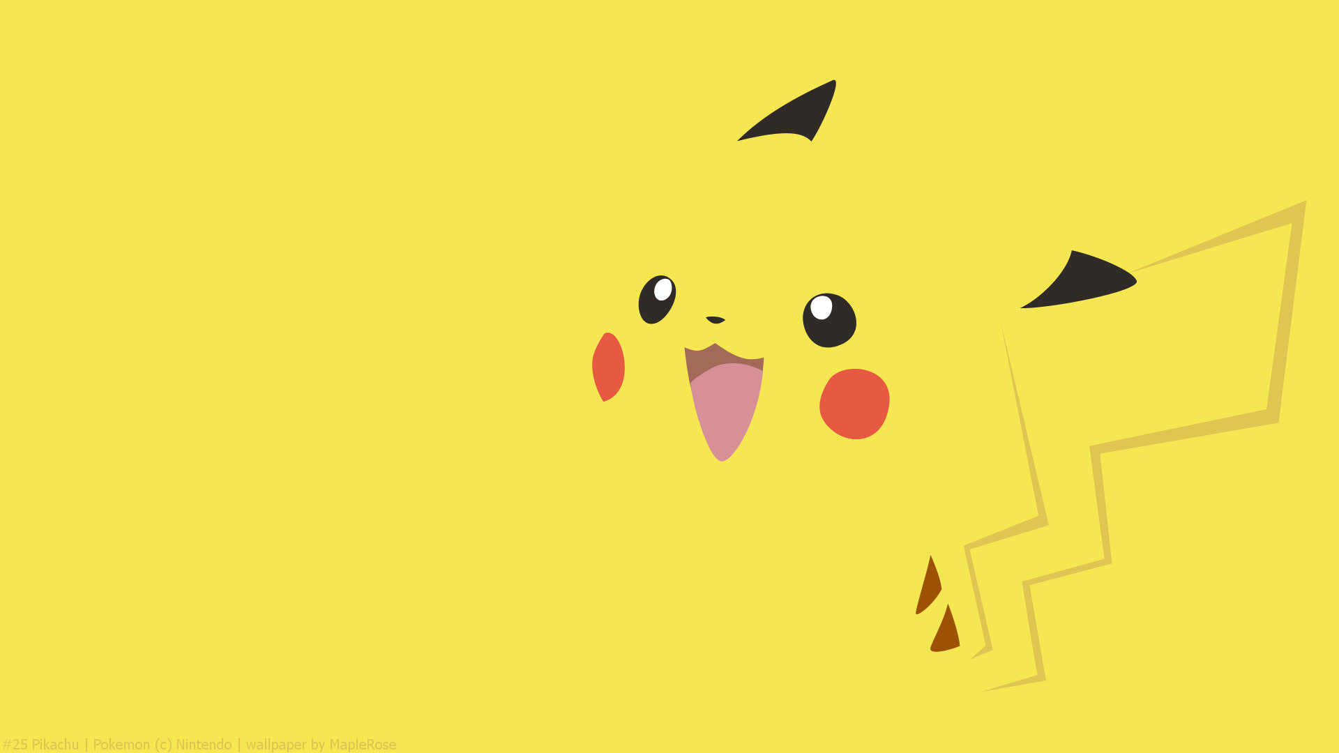 Pikachu, lightning bolt tail outline, minimalist yellow vector art, Full HD Desktop wallpaper