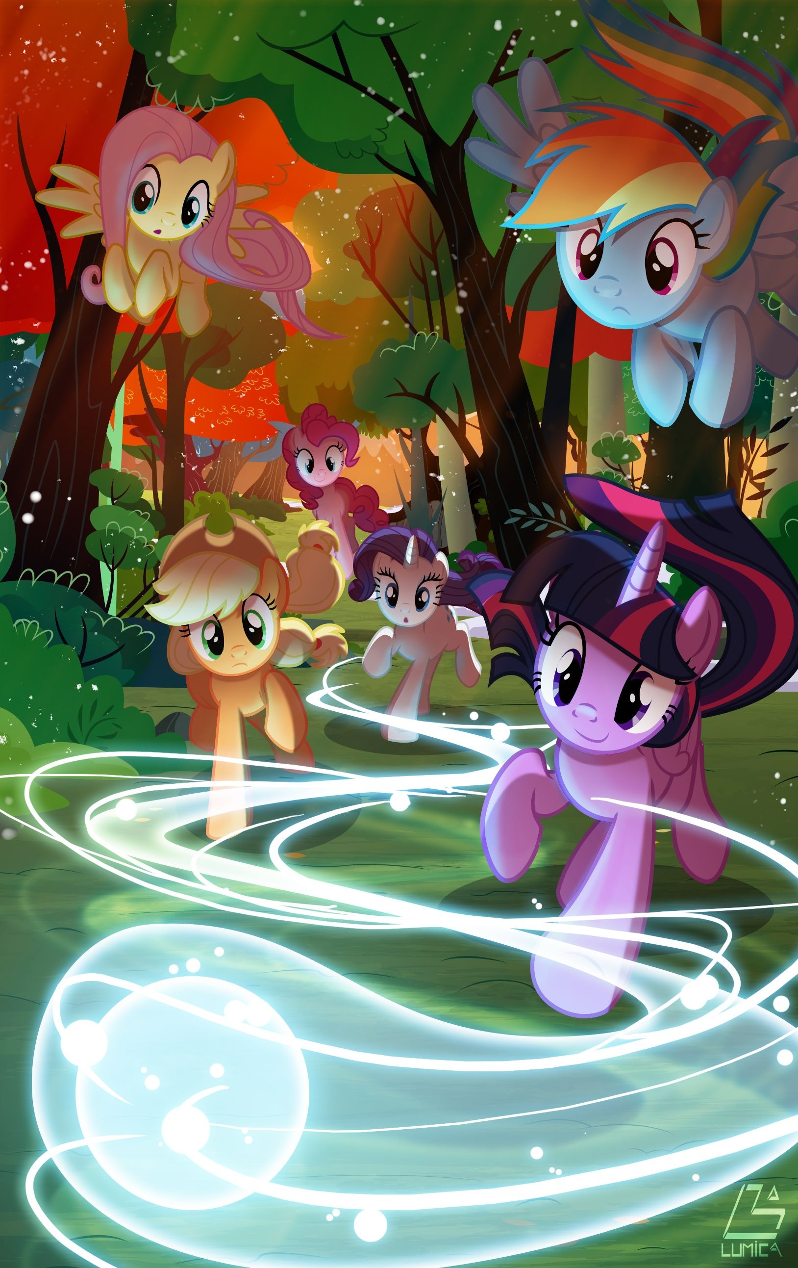Twilight Sparkle, Rainbow Dash and Fluttershy, Applejack and Rarity, Pinkie Pie, Everfree Forest, HD Phone wallpaper