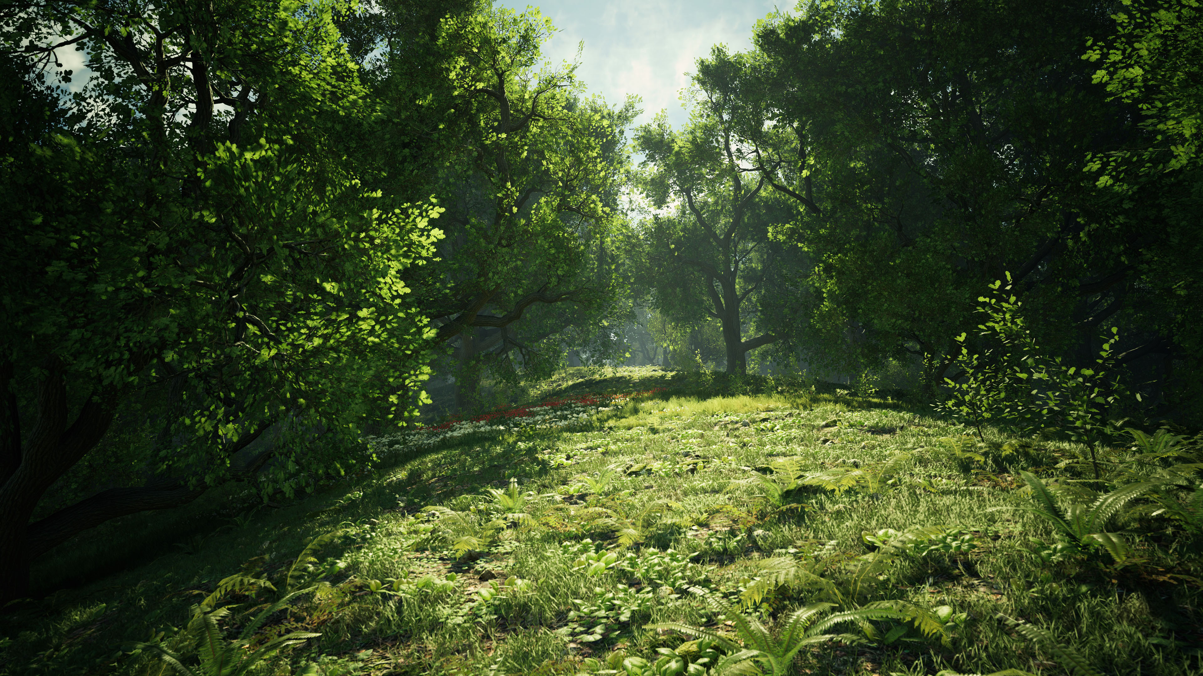 Unreal Engine 4 art, Wild oak trees, Artistic marvel, Captivating visuals, 3840x2160 4K Desktop