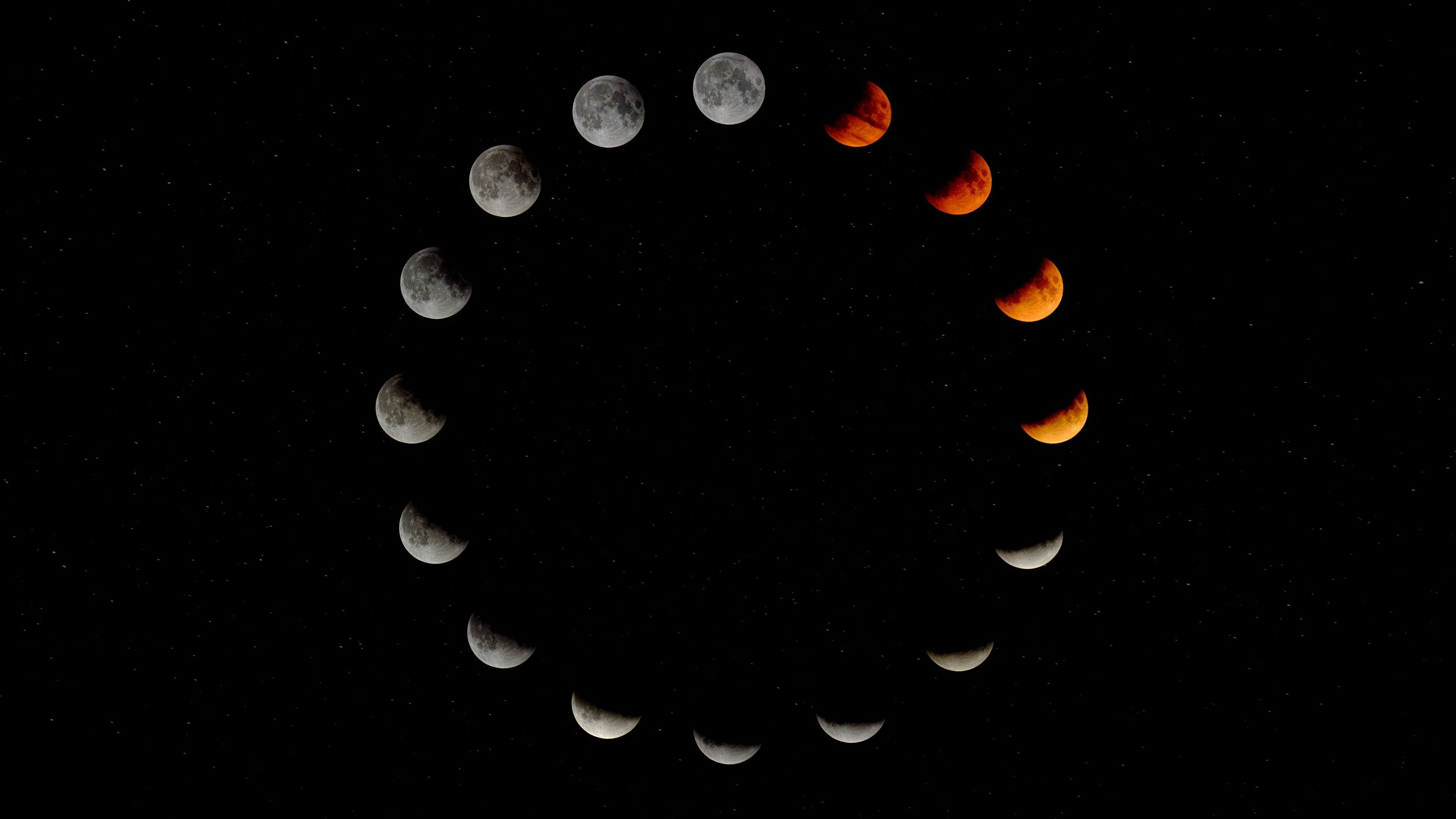 Lunar phases, Moon Wallpaper, 3840x2160 4K Desktop