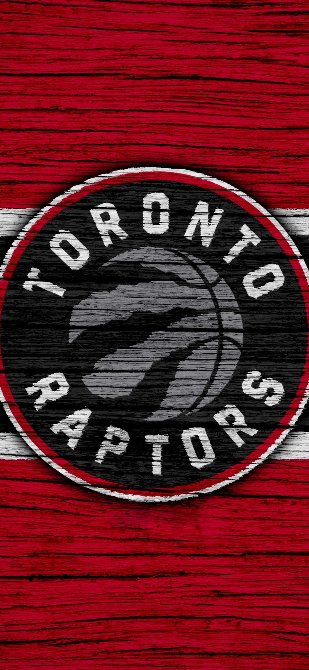 Toronto Raptors roundel logo, Claw-marked basketball emblem, Red weathered wood backdrop, HD Phone wallpaper